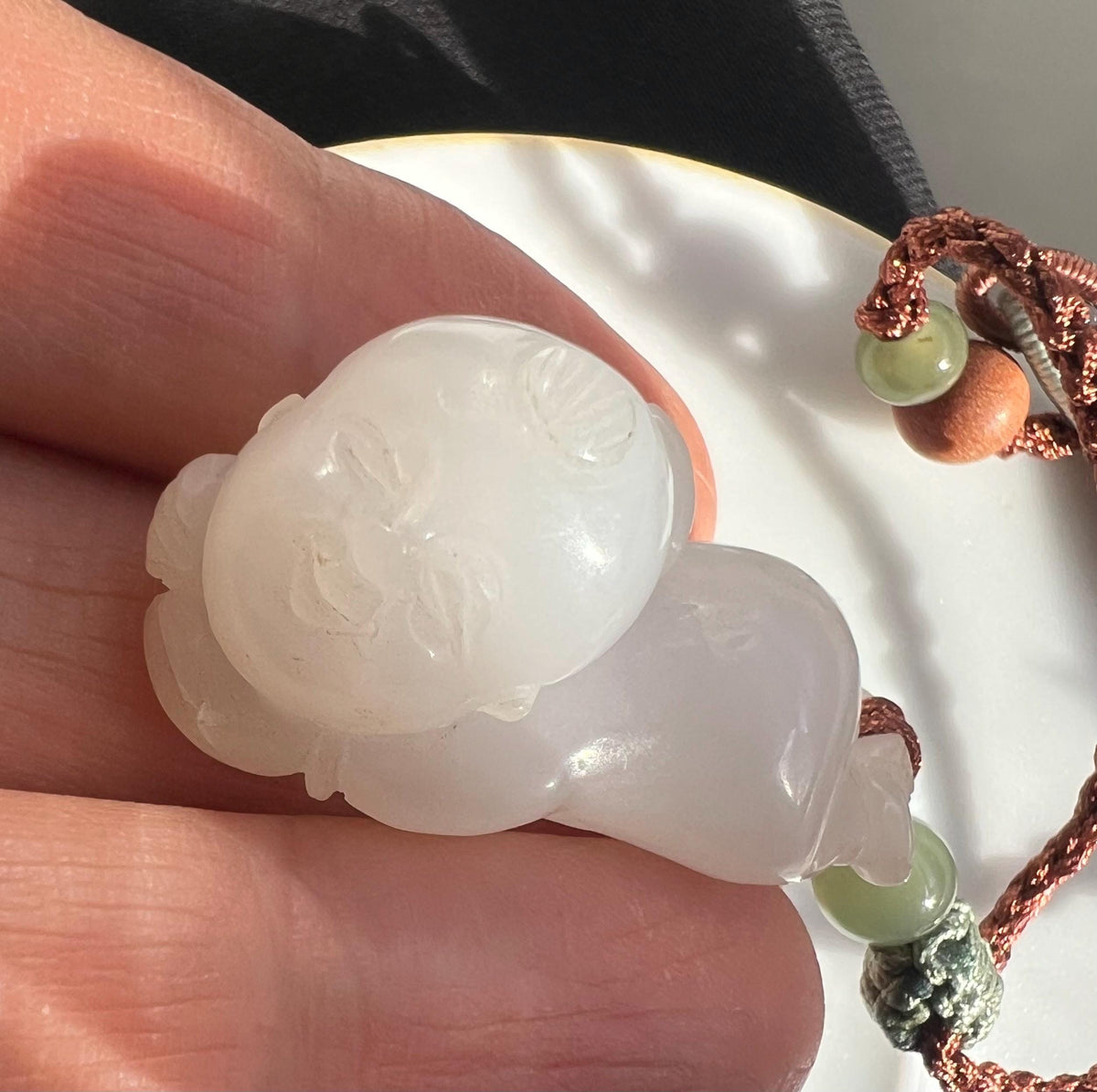 White Nephrite Lucky Child Pendant