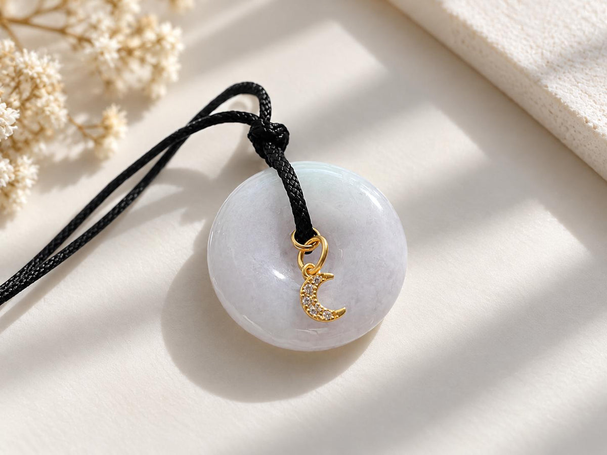 Lavender-Green Jadeite Moon Pendant