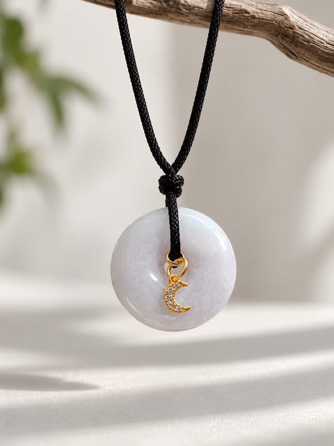 Lavender-Green Jadeite Moon Pendant