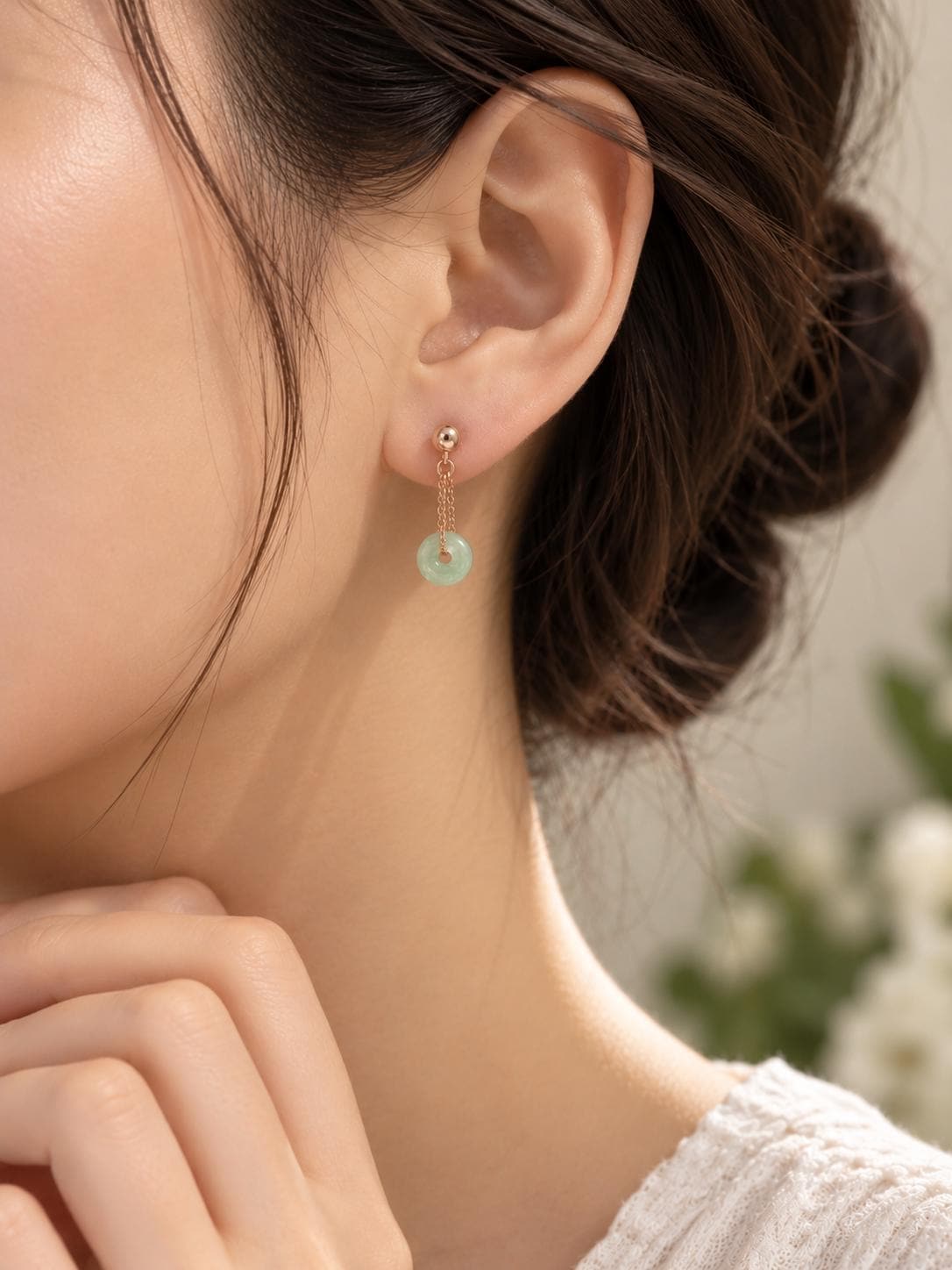Jadeite Donut Drop Earrings