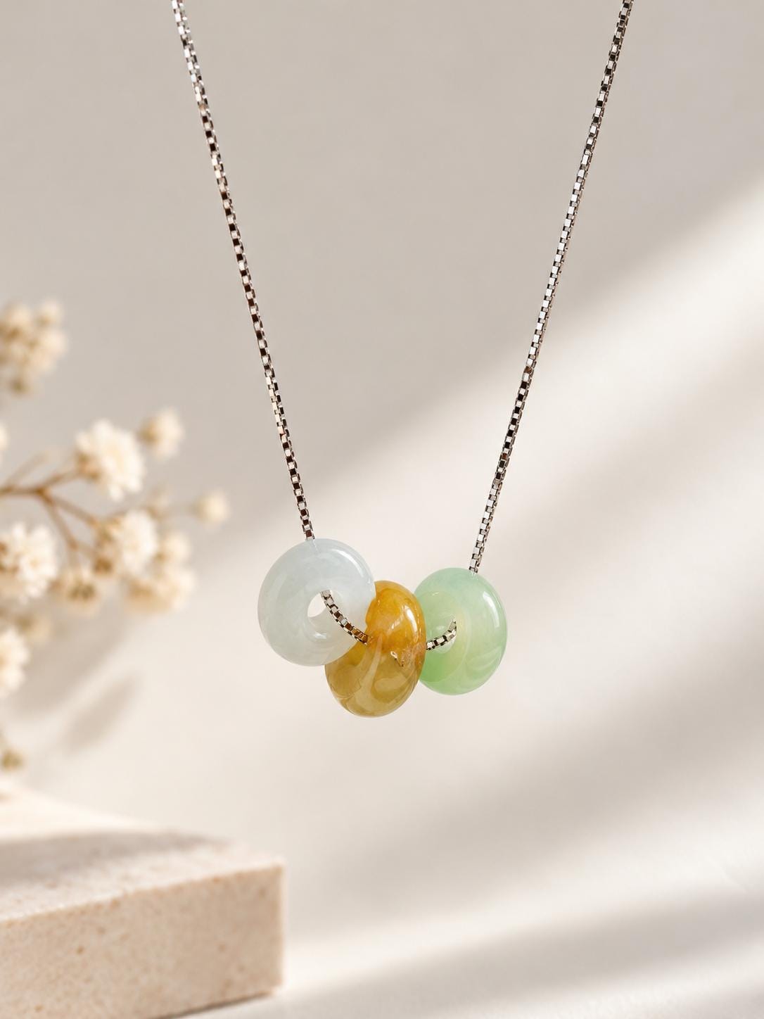Dainty Jade Donut Necklace