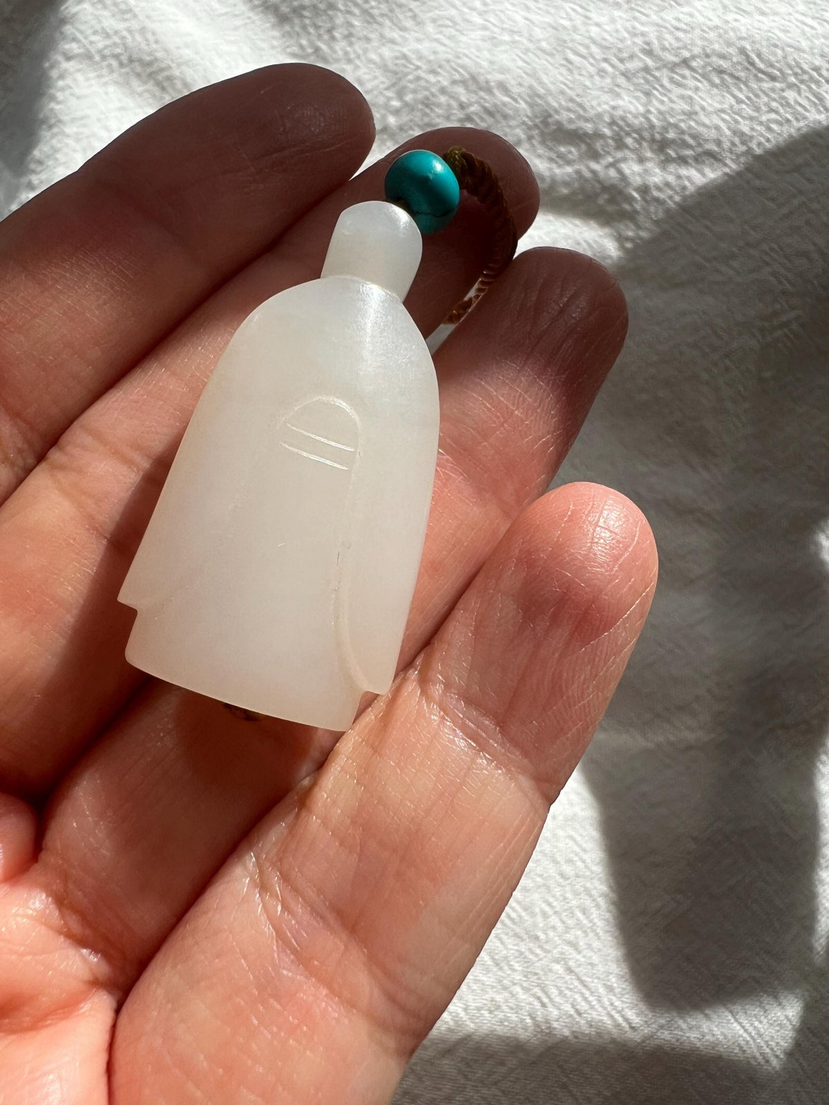 White Nephrite Weng Zhong Pendant