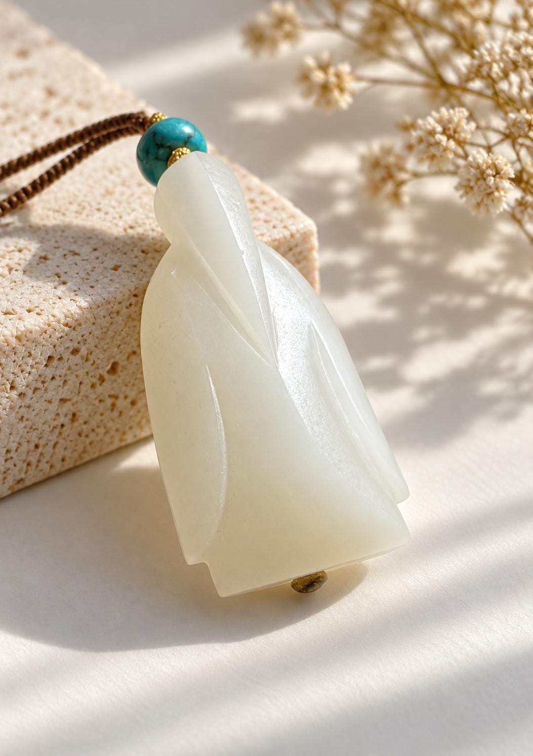 White Nephrite Weng Zhong Pendant