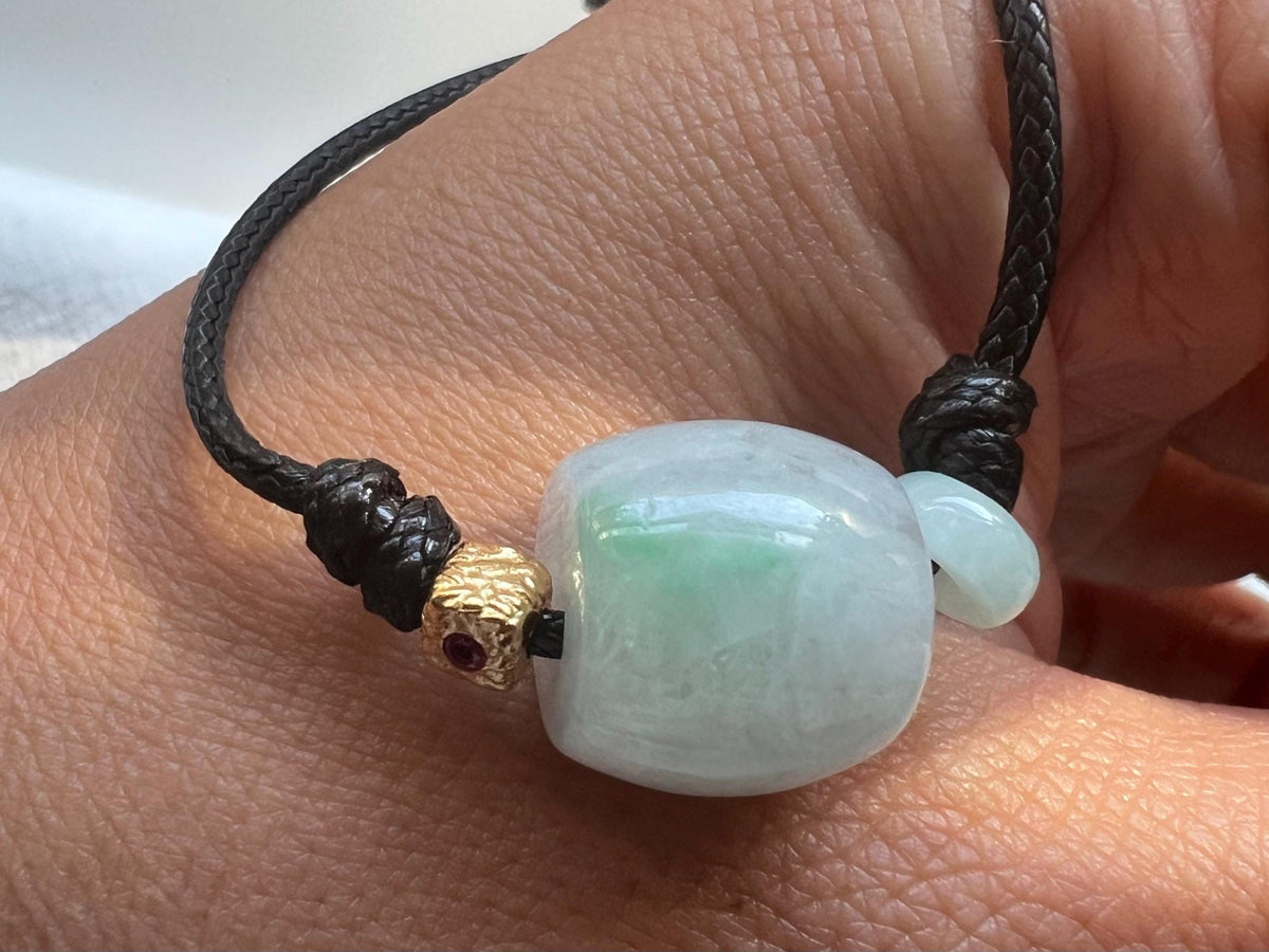 Green Jadeite Barrel Cord Necklace
