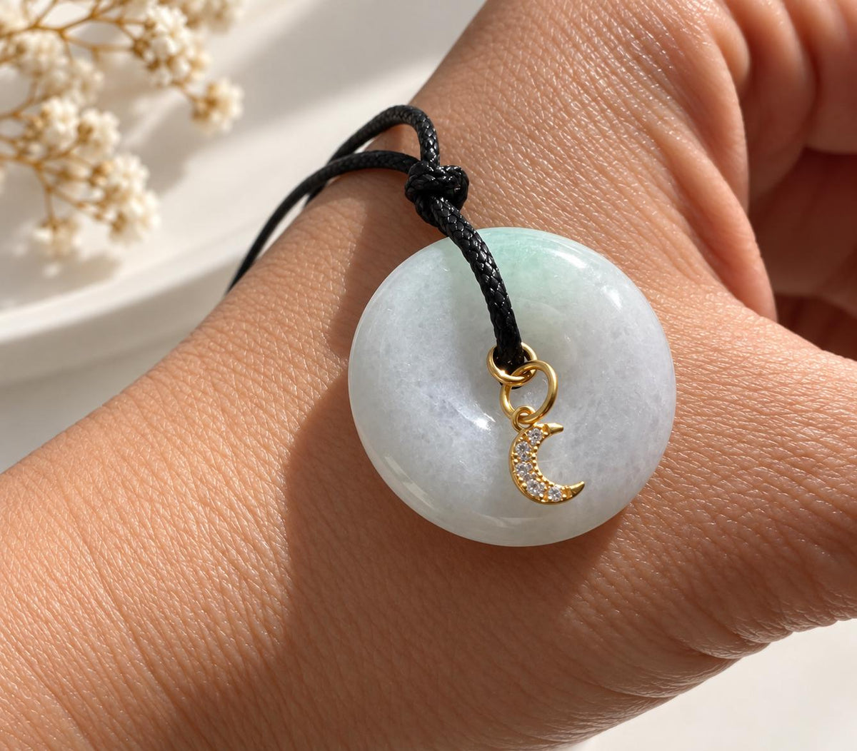 Lavender-Green Jadeite Moon Pendant