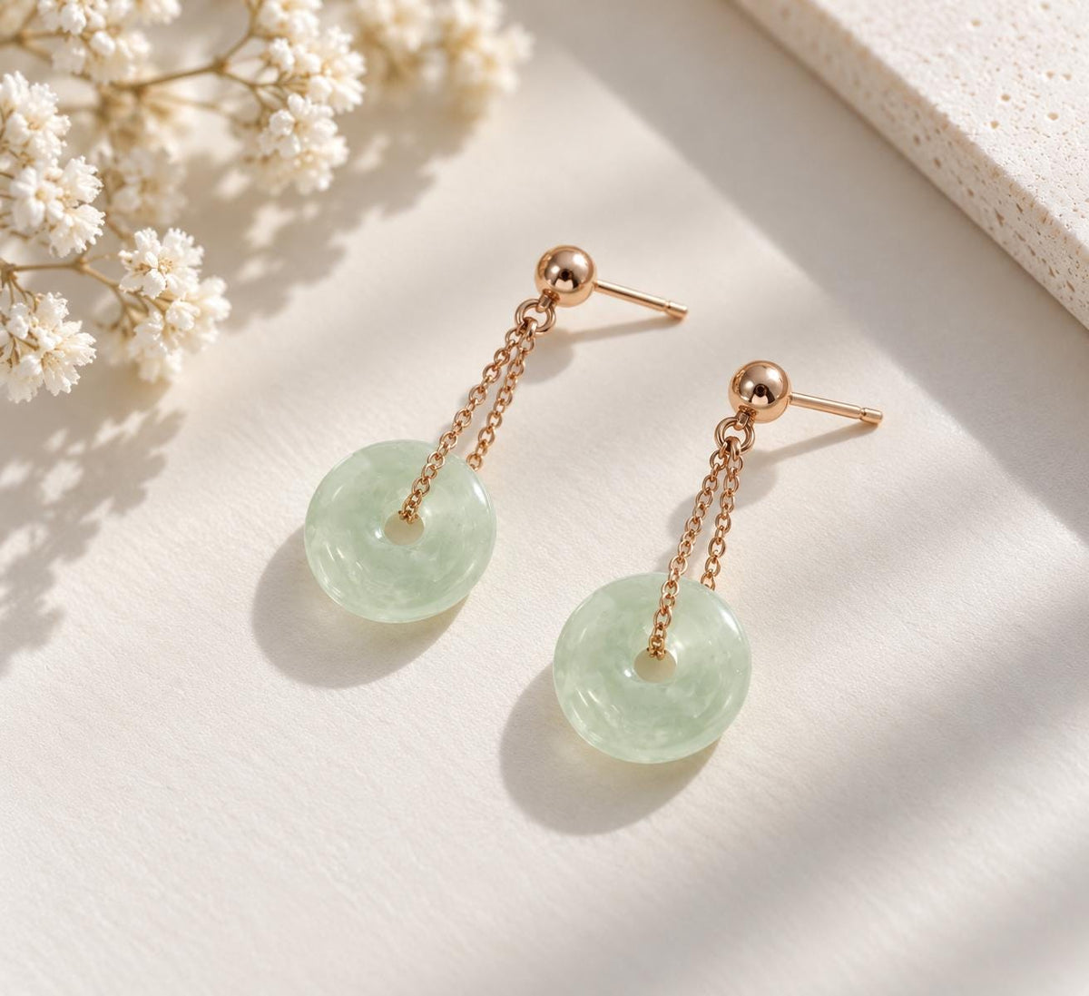 Jadeite Donut Drop Earrings