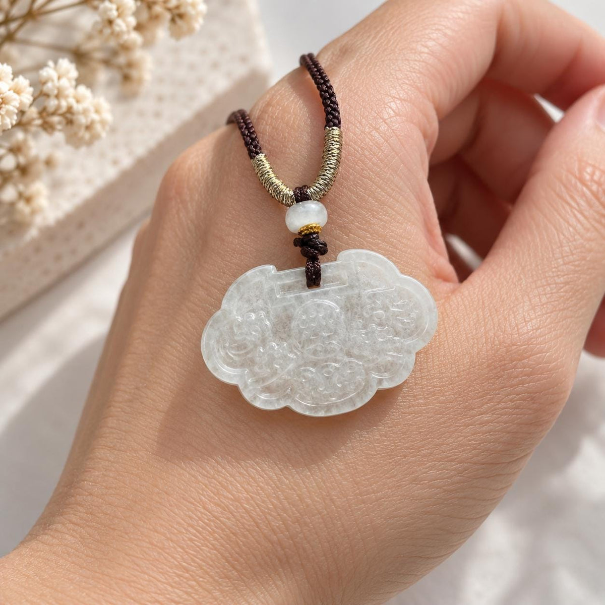 Icy Jadeite Blessing Pendant