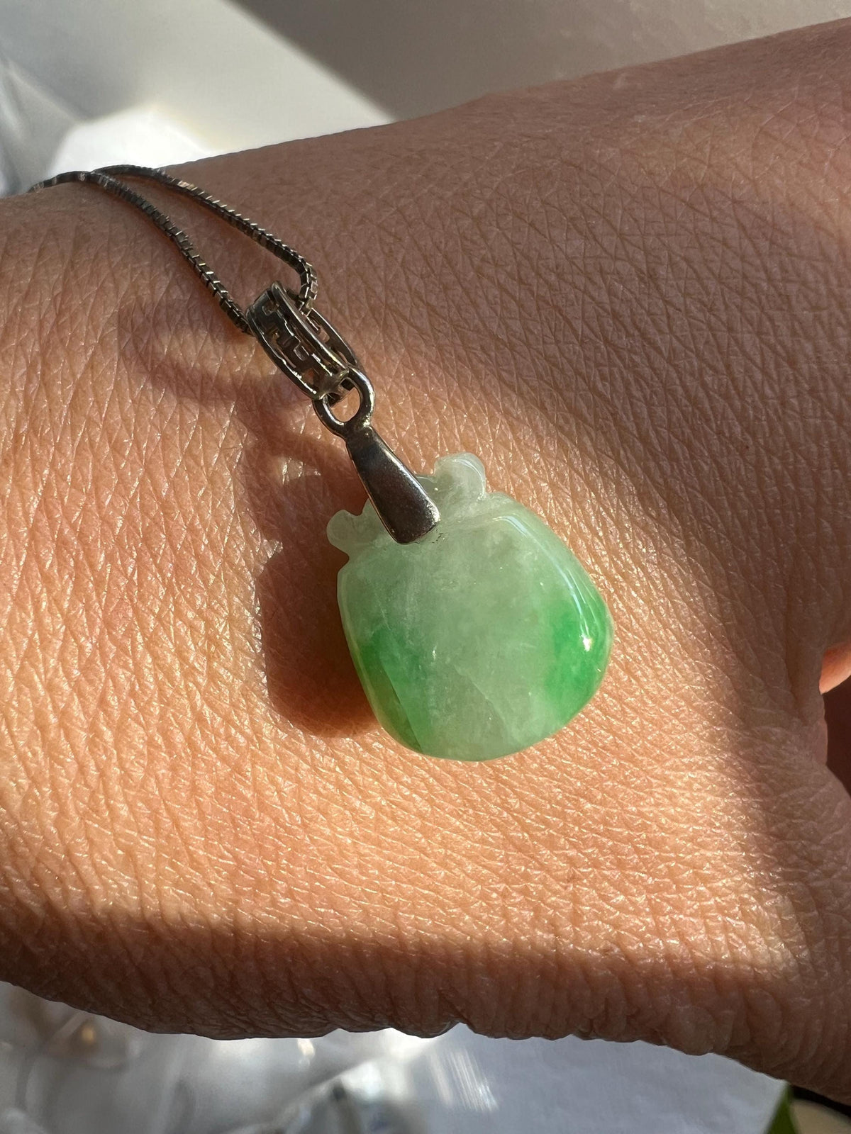 Green Jadeite Lucky Pouch Necklace
