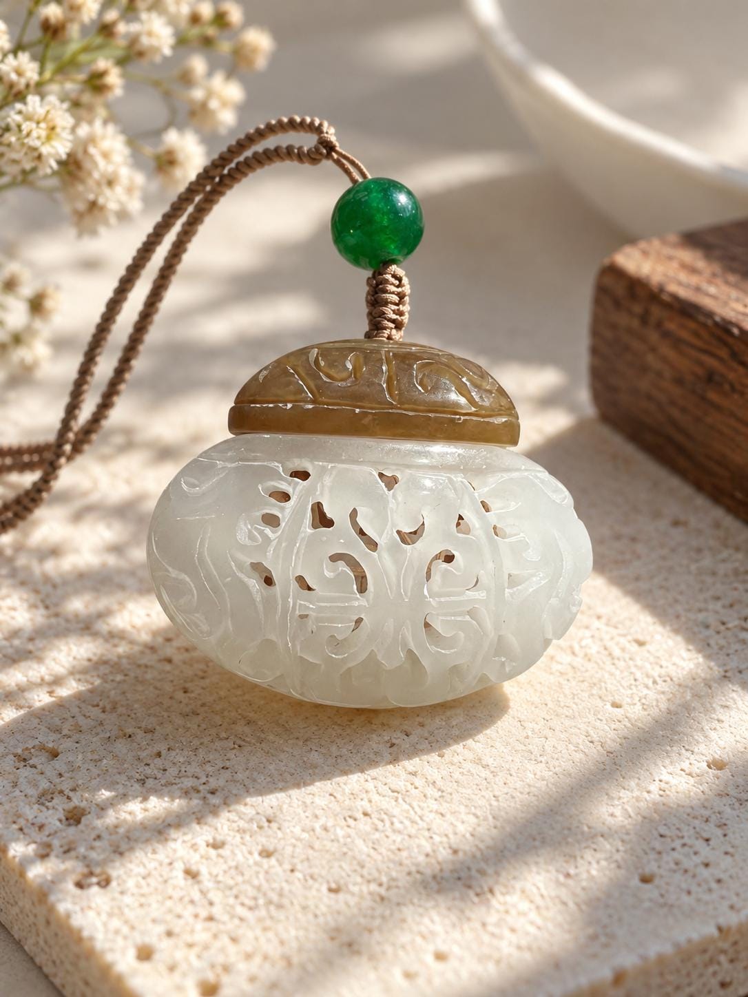 Carved Nephrite Fragrance Locket