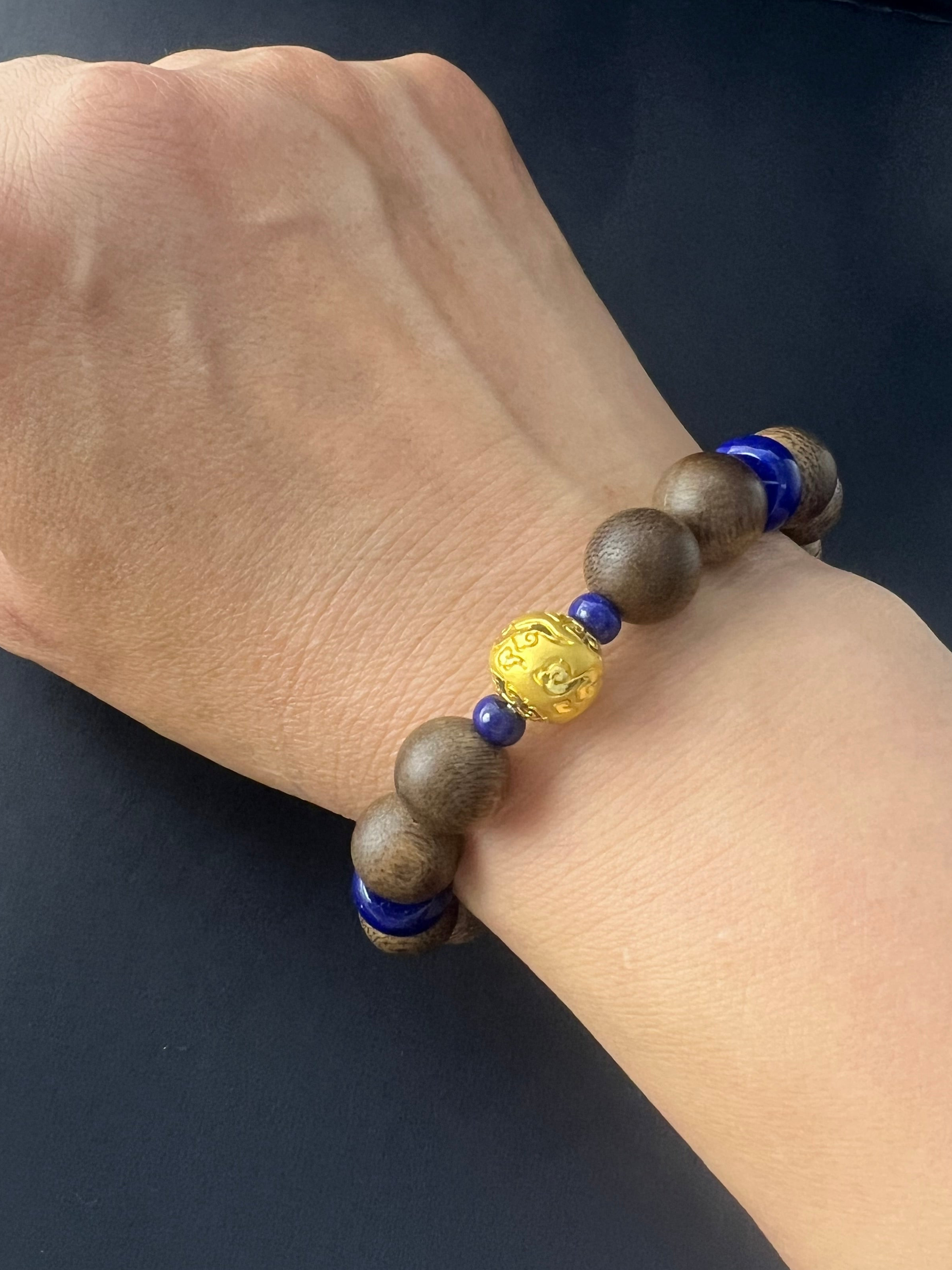 Agarwood-gold-lapis-bracelet