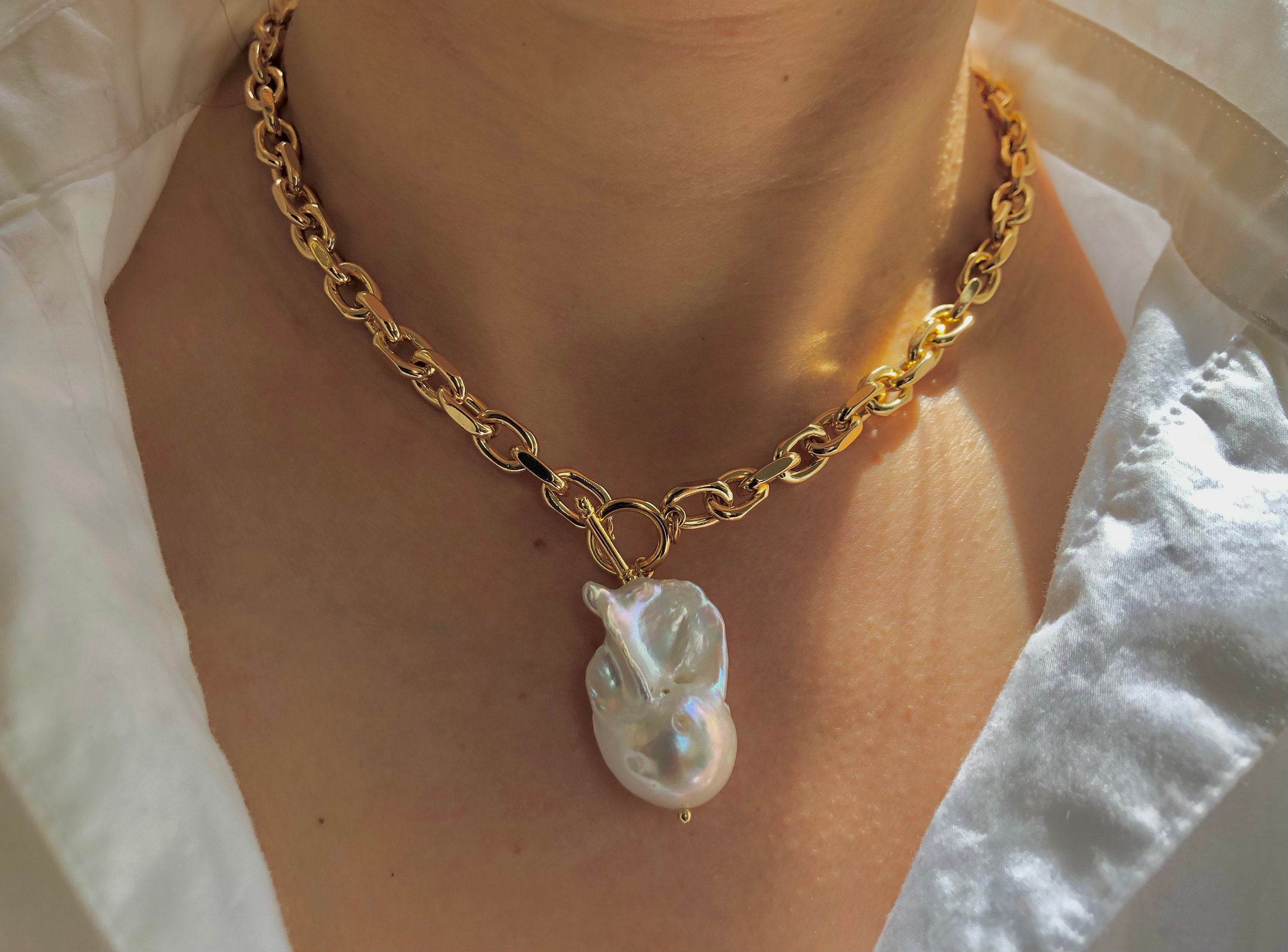 High quality freshwater Baroque chunky necklace.  Freshwater Pearl  Necklace. Fireball necklace.