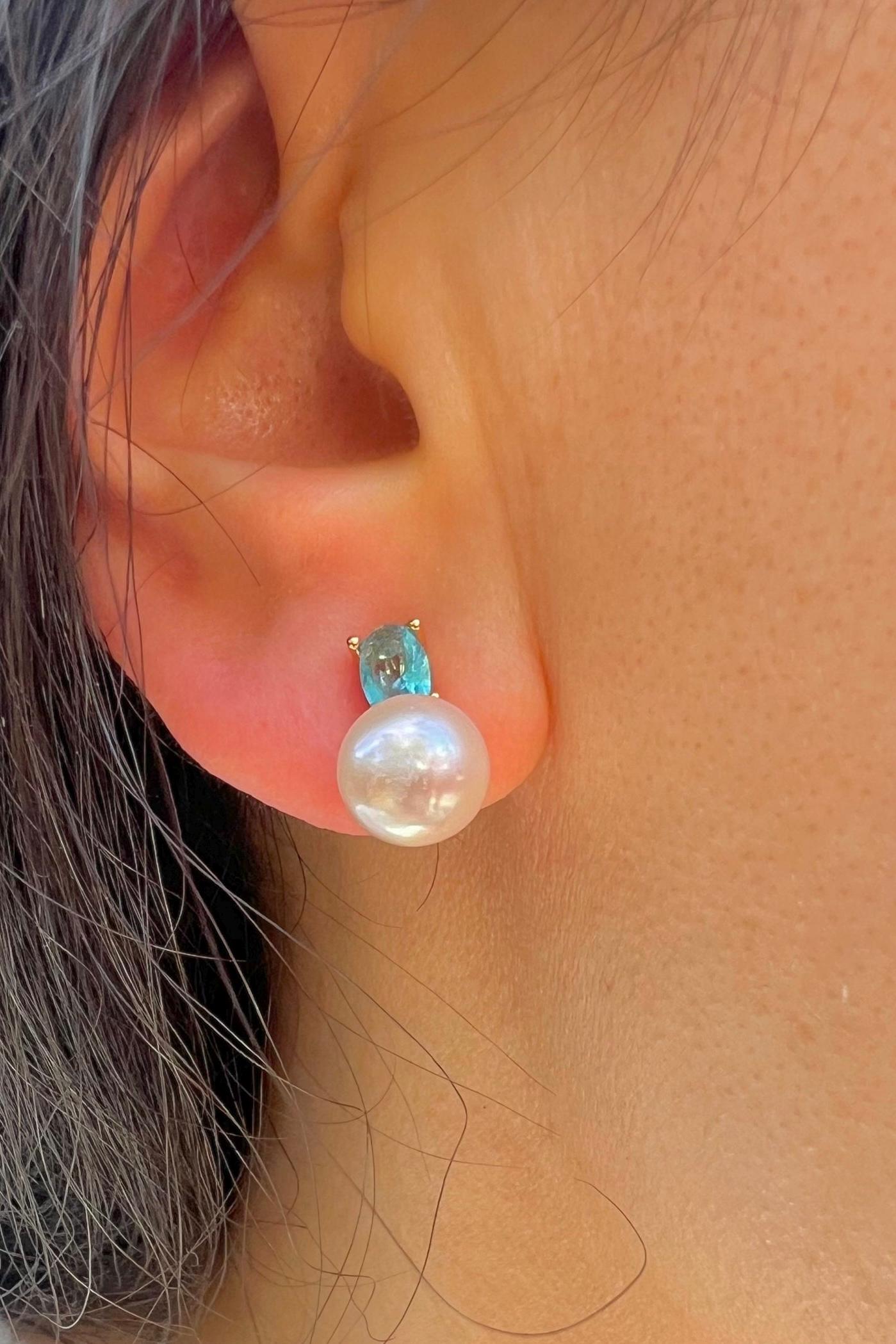 14K gold clip on freshwater pearl diamond earring. No pain earring. Minimalist pearl earring. Pearl climber earrings. No piercing earring.