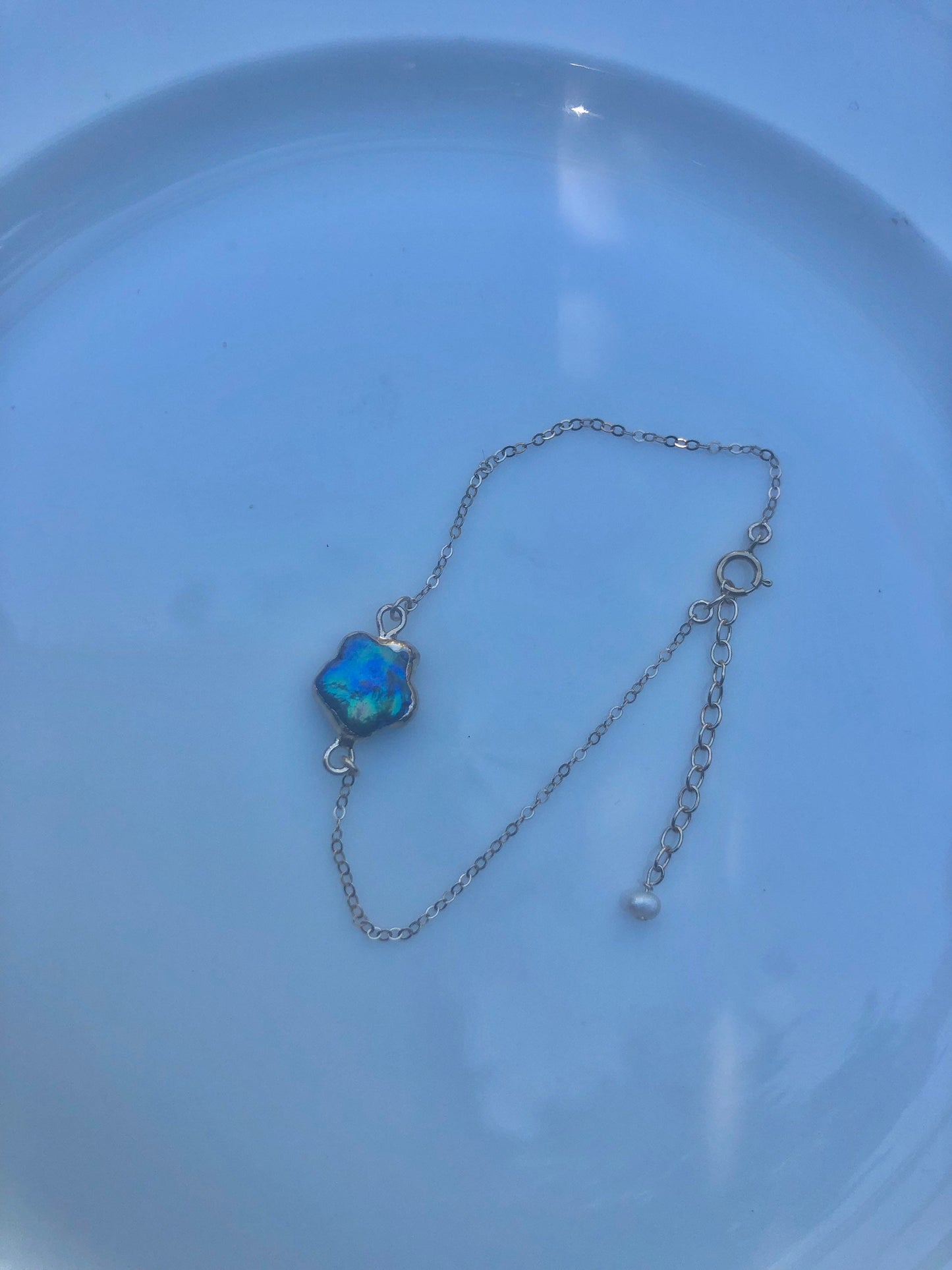 Peacock Baroque pearls front back stud earring. Unique large irregular pearl earring. Green and blue baroque pearl drop earring. Wedding.