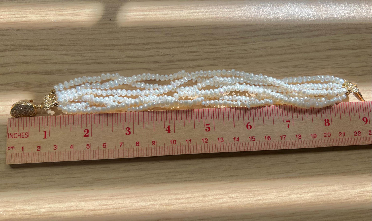 Stacking freshwater pearl vintage style six layered Chic bracelet. Multi-strand pearls bracelet. Elegant pearl bracelet.