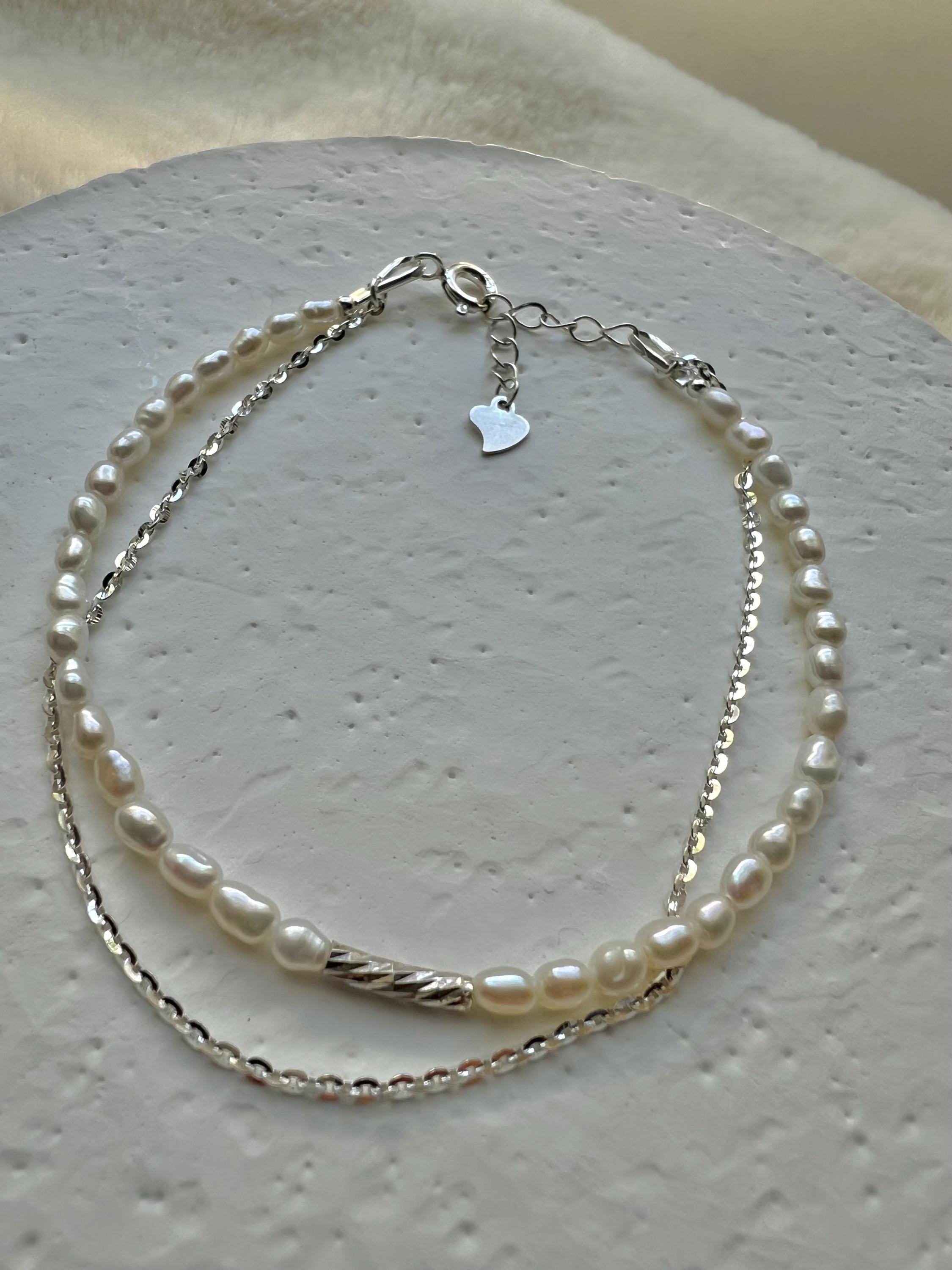14K gold filled Layered tiny Genuine pearl elegant bracelet. stacking bracelet. Dainty bracelet. Minimalist bracelet. Gift for her.