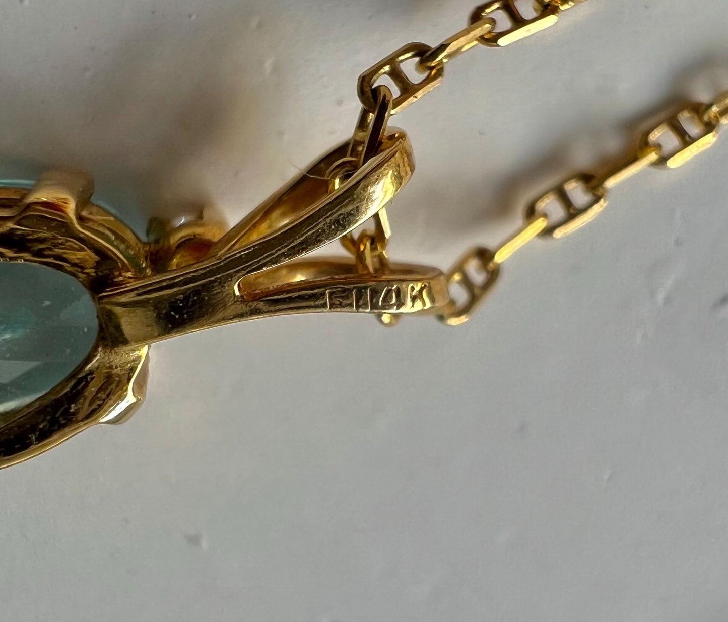 14K solid gold Blue Topaz diamond jewelry set. vintage brand jewelry set.