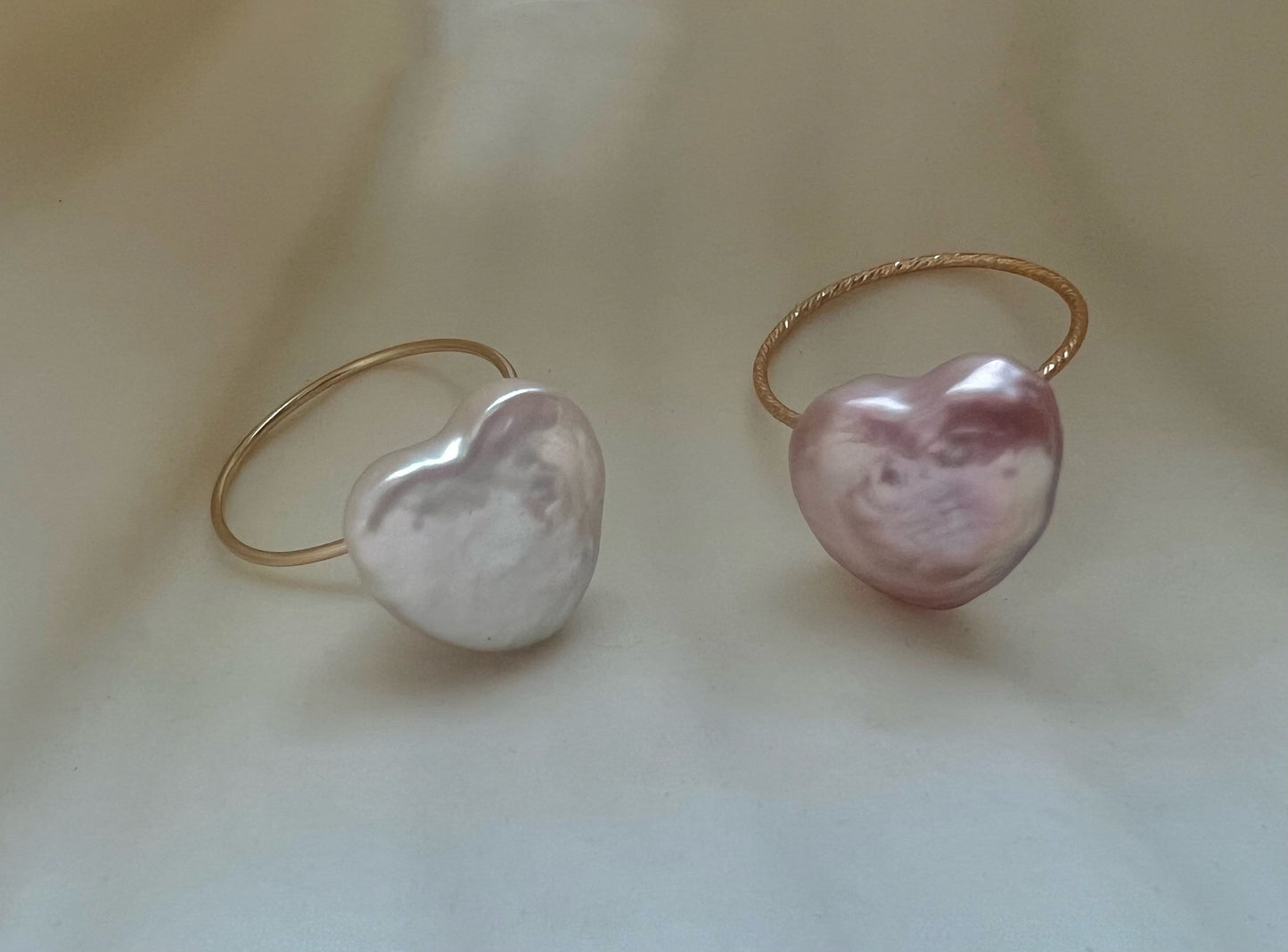 14k gold filled Freshwater baroque heart pearl ring. Love pearl ring. Valentines ring. Stackable ring. Gift for her