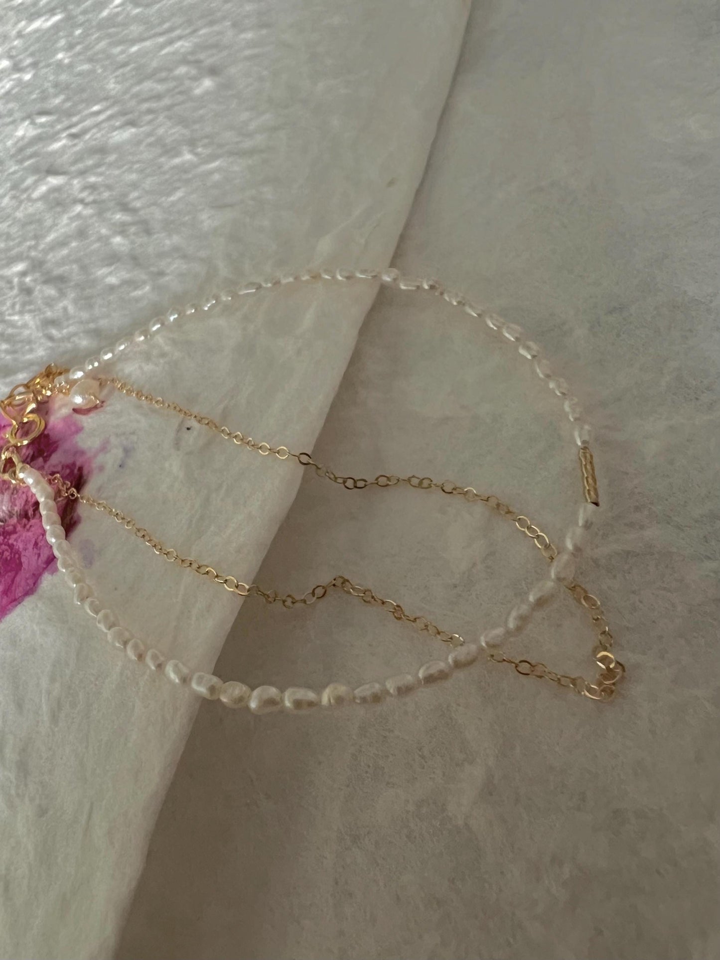 14K gold filled Layered tiny Genuine pearl elegant bracelet. stacking bracelet. Dainty bracelet. Minimalist bracelet. Gift for her.