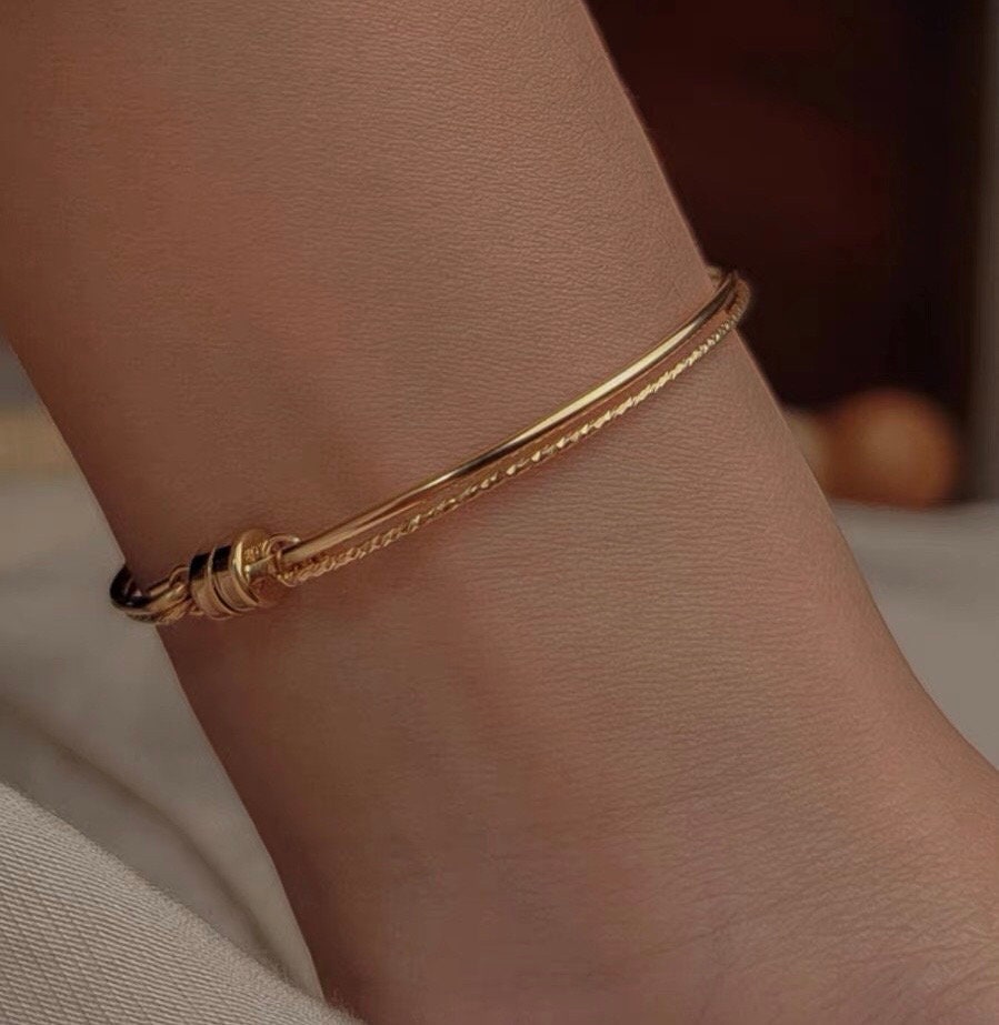 14K gold filled double layered bangles Bracelet. Elegant bangles Bracelet. Minimalist magnetic bracelet. Gift for her