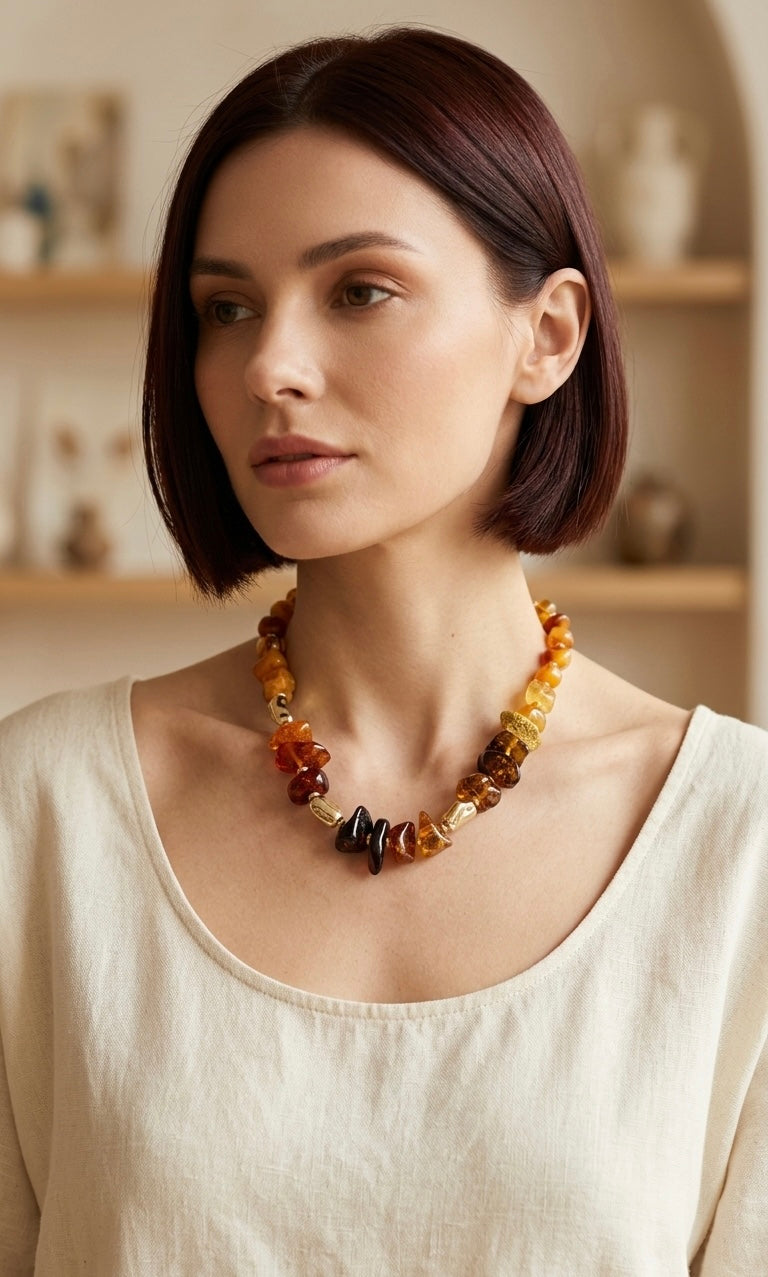 Golden Amber Statement Necklace