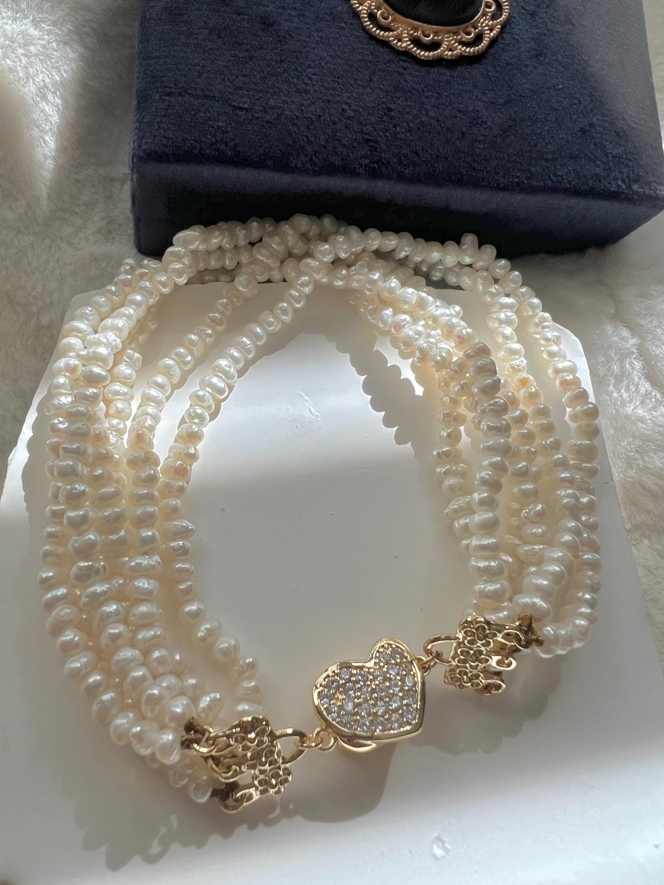 Stacking freshwater pearl vintage style six layered Chic bracelet. Multi-strand pearls bracelet. Elegant pearl bracelet.
