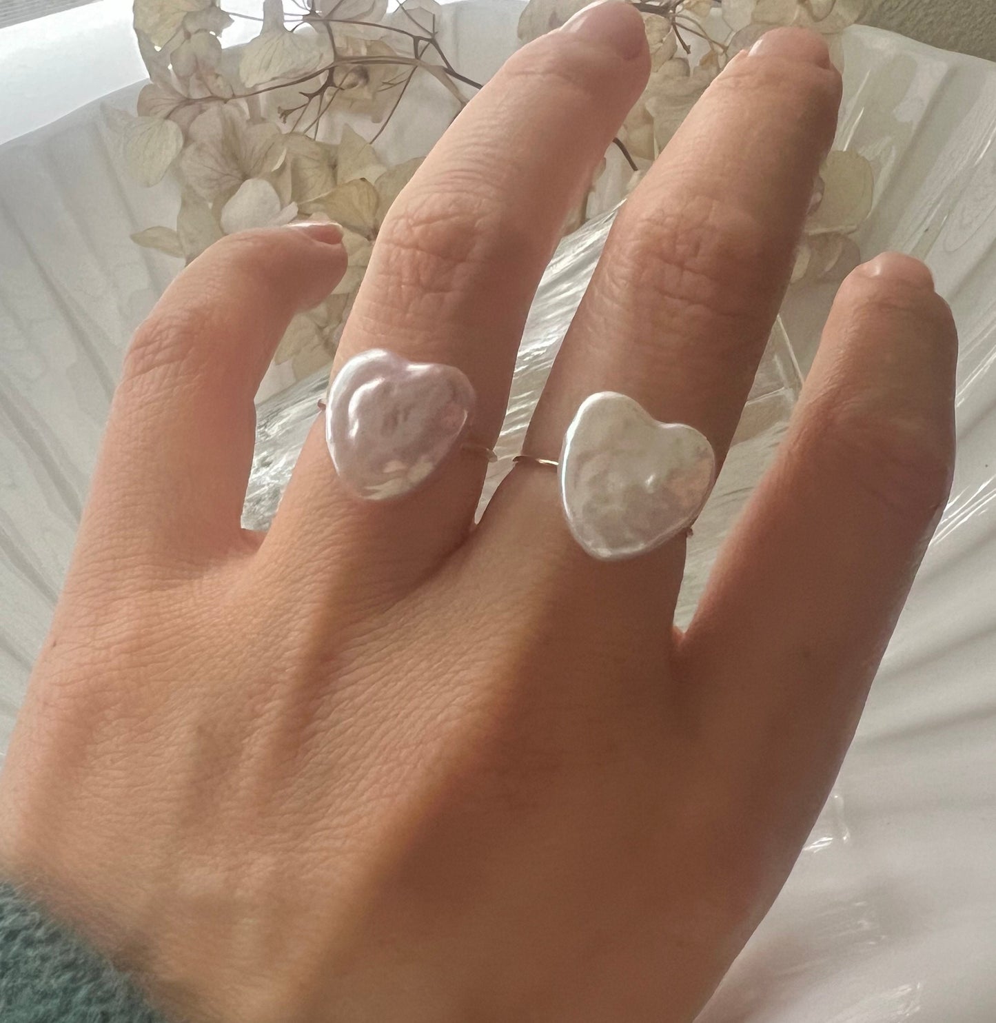 14k gold filled Freshwater baroque heart pearl ring. Love pearl ring. Valentines ring. Stackable ring. Gift for her