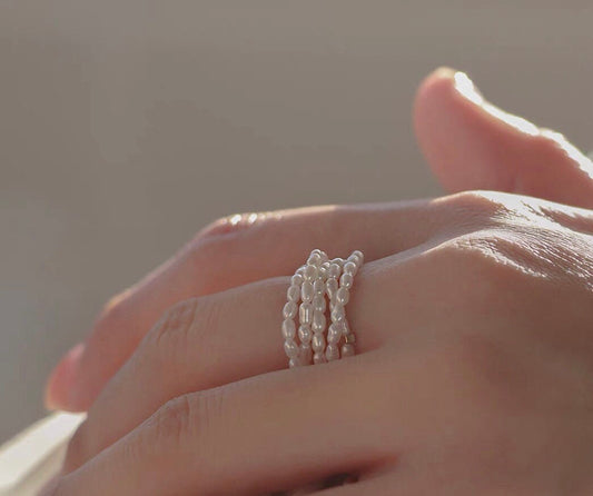 14K gold filled tiny freshwater pearl dainty ring. Delicate pearl ring. Thin ring. Mini ring. Elegant ring. Stacking ring.