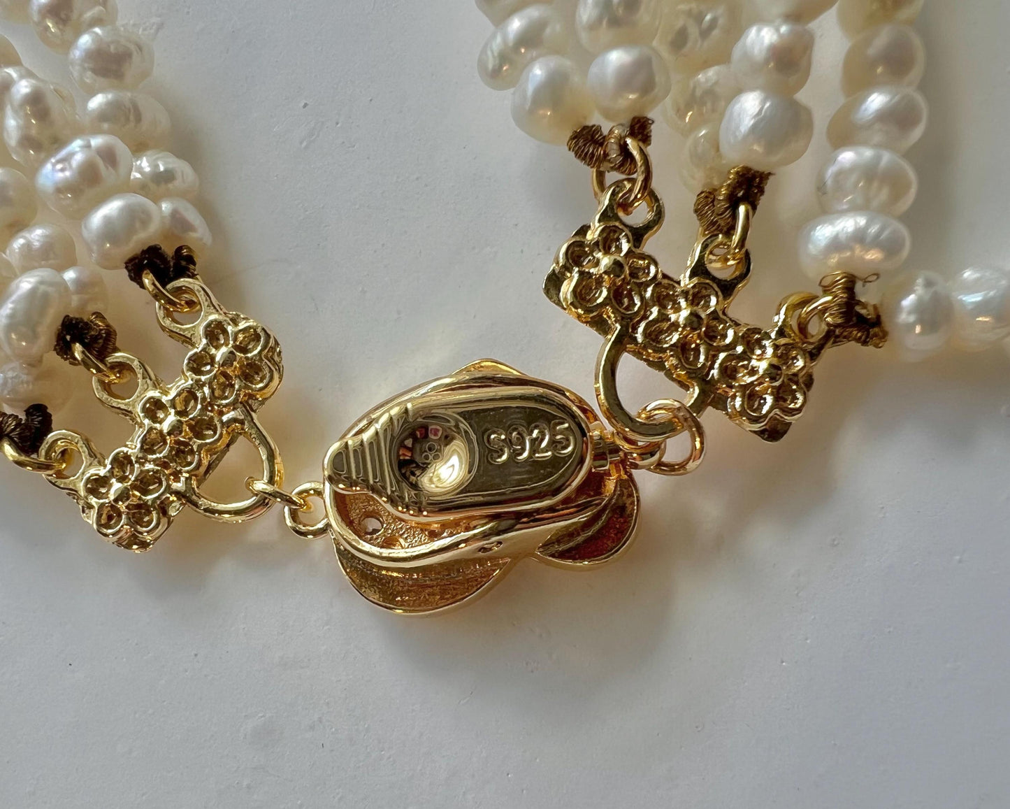 Stacking freshwater pearl vintage style six layered Chic bracelet. Multi-strand pearls bracelet. Elegant pearl bracelet.