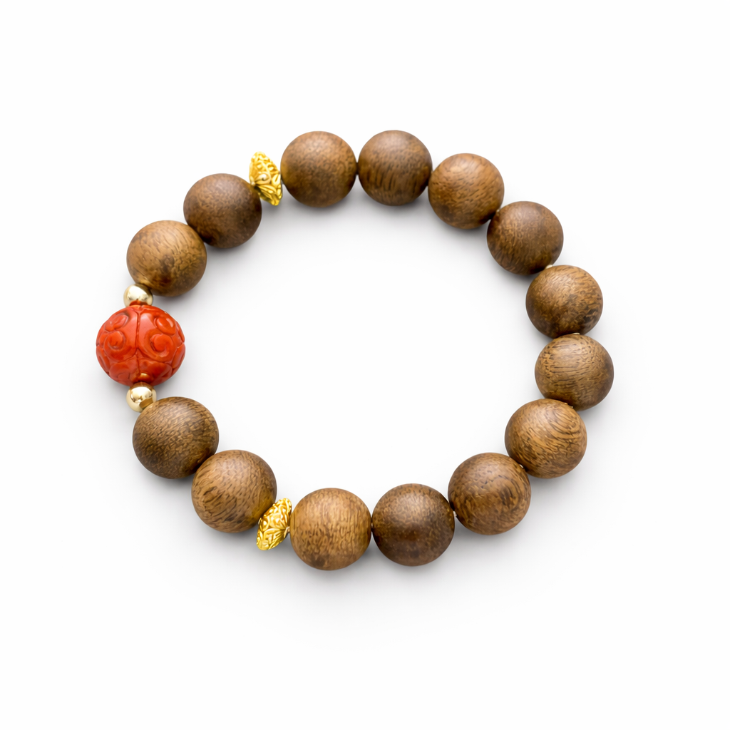 Agarwood & Carved Nanhong Prosperity Bracelet