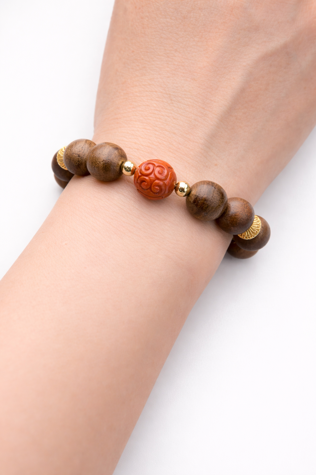 Agarwood & Carved Nanhong Prosperity Bracelet