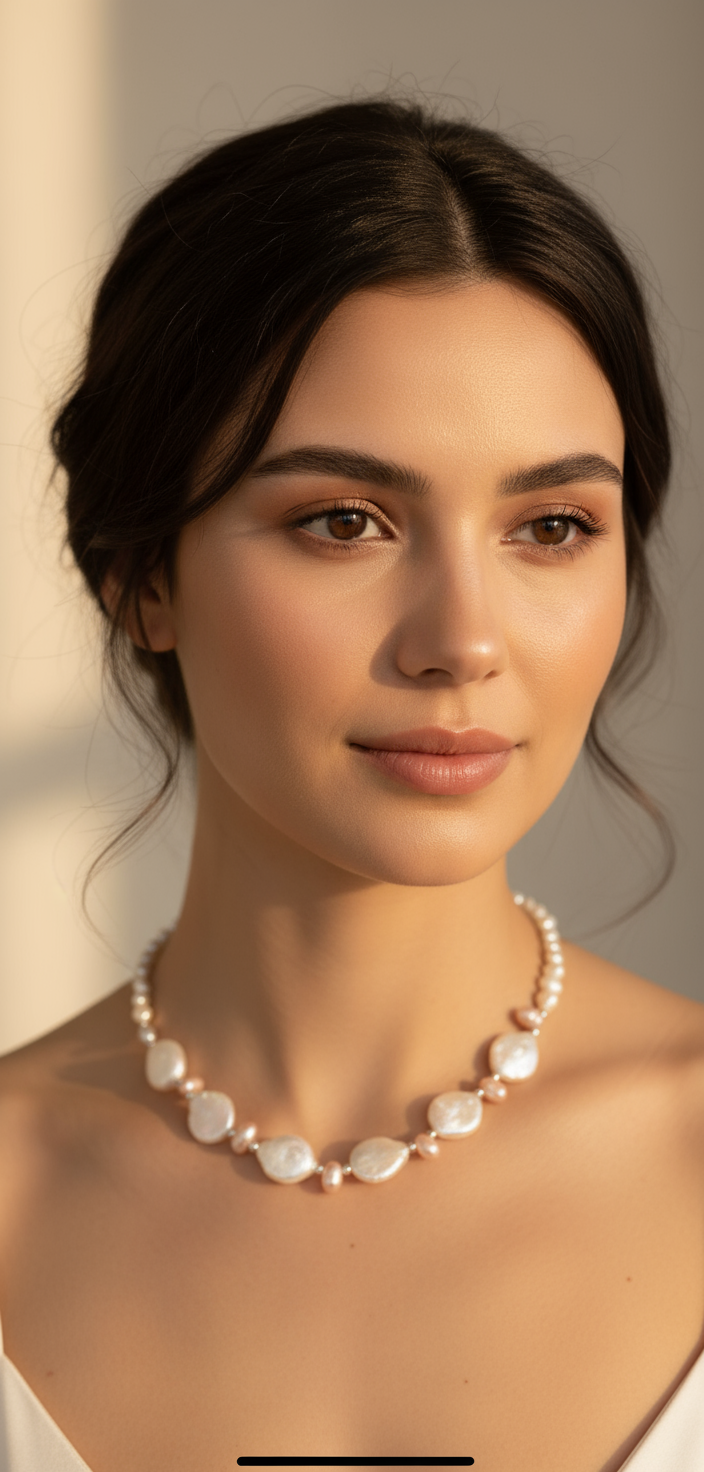 Multiple-color high luster freshwater baroque pearl beaded necklace. Statement necklace. Wedding necklace. Gift for her