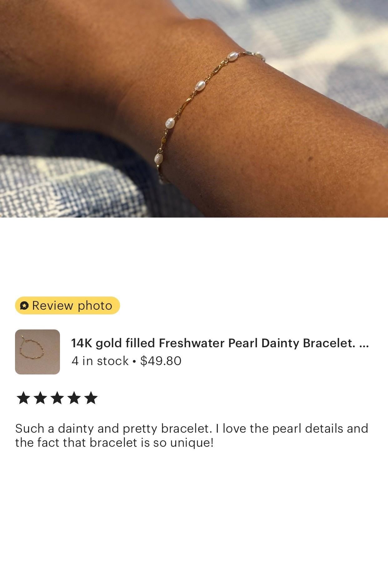 14K gold filled Freshwater Pearl Dainty Bracelet. elegant Pearl Bracelet. Minimalist bracelet. Statement bracelet. Gift for her.