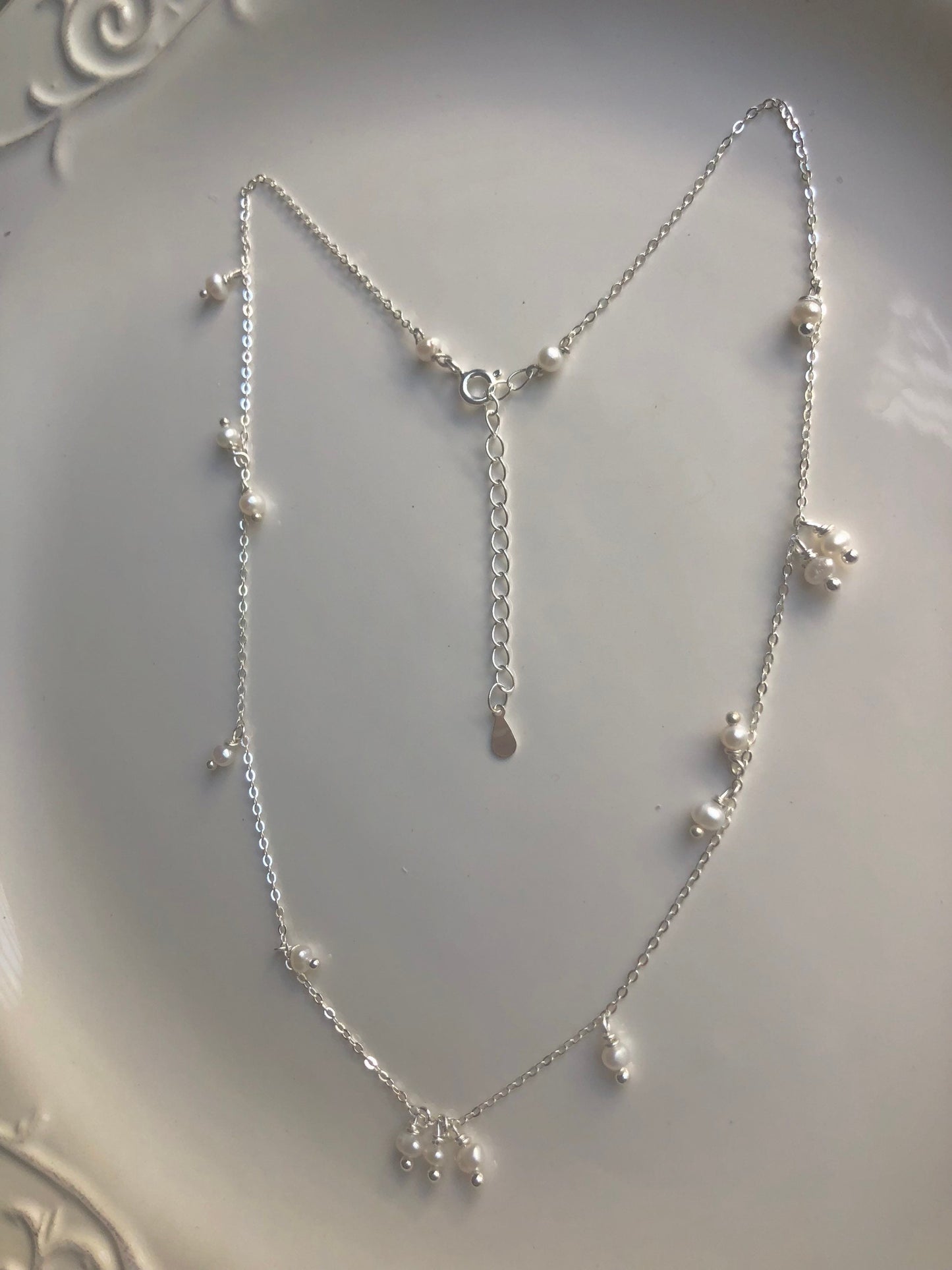 14K gold filled freshwater pearl necklace. Dainty tiny pearl necklace. Mini necklace . Anniversary gift. Bridesmaid gift.