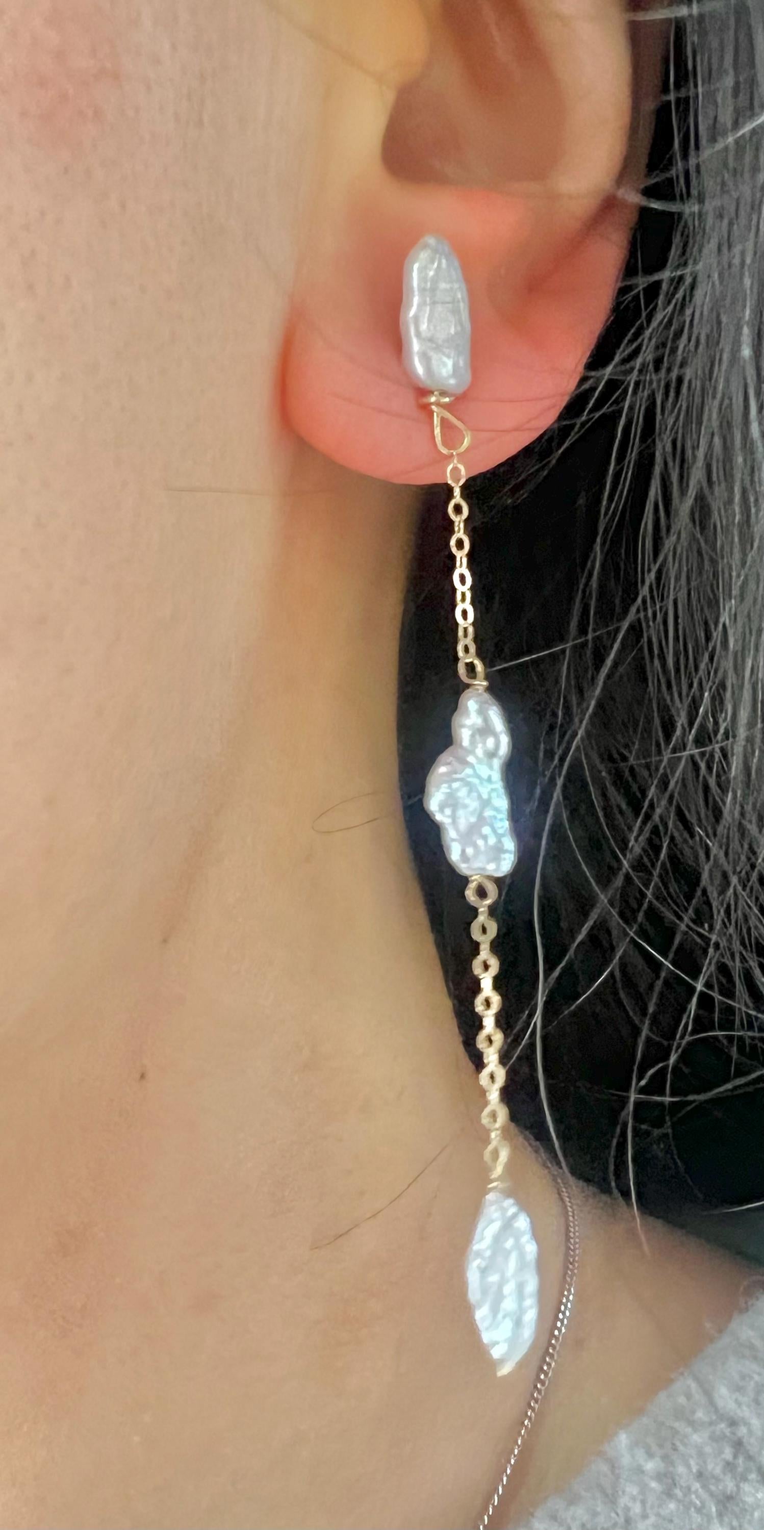 14K gold filled freshwater piwa pearl earring. Everyday earrings. Boho wedding earrings