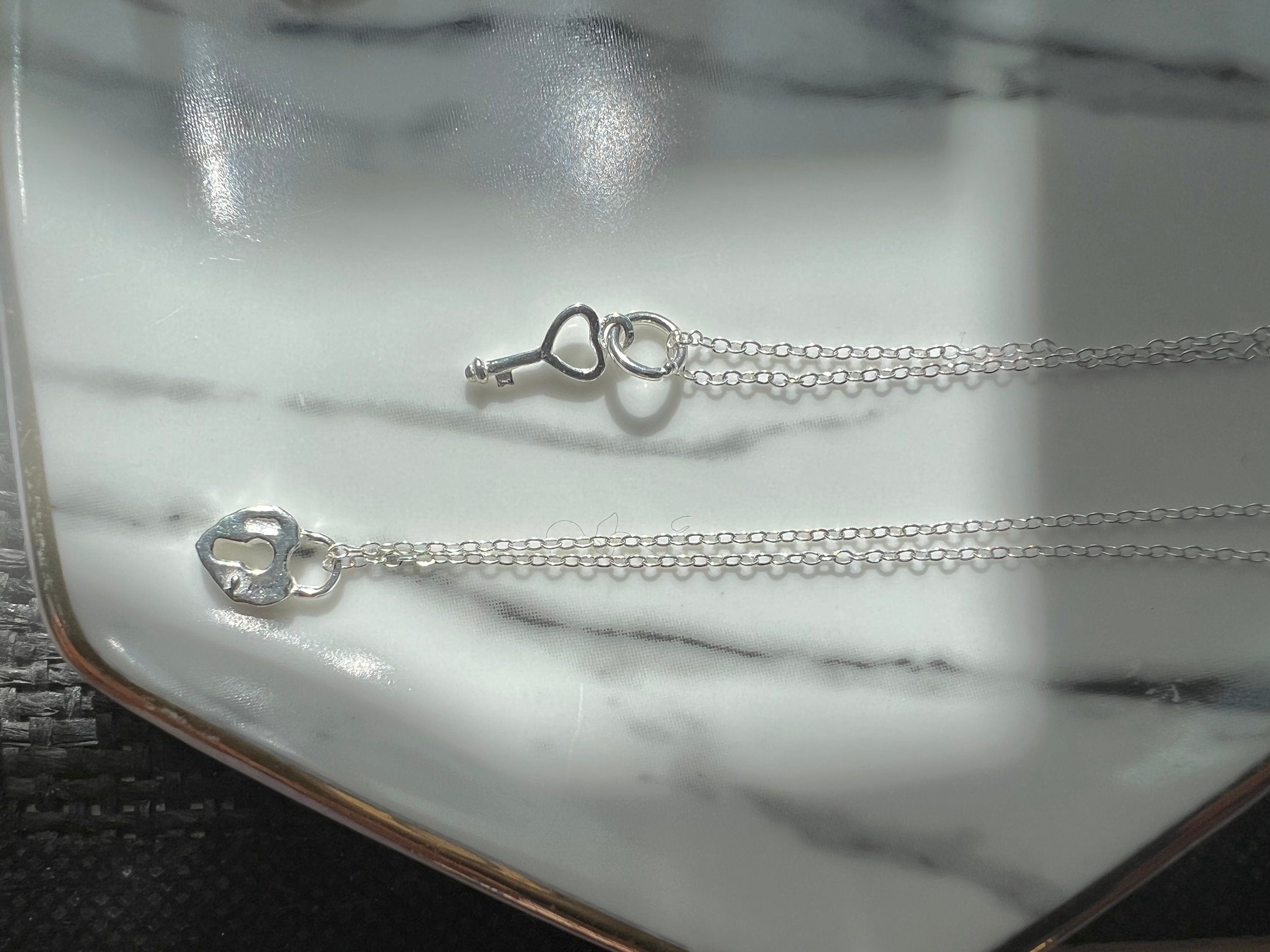925 sterling sliver Key lock bracelet/necklace. Love lock and key necklace. Sterling Silver minimalist necklace. Contemporary Design.