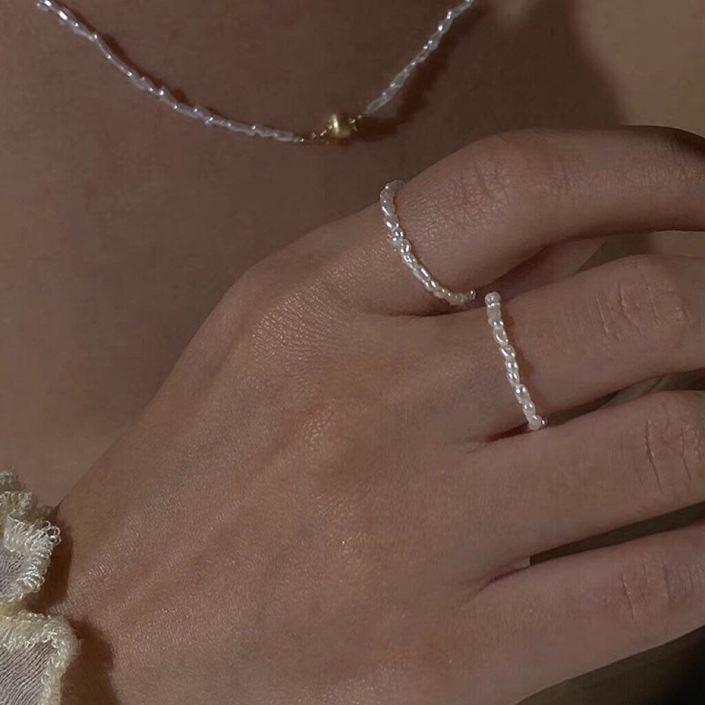 14K gold filled tiny freshwater pearl dainty ring. Delicate pearl ring. Thin ring. Mini ring. Elegant ring. Stacking ring.