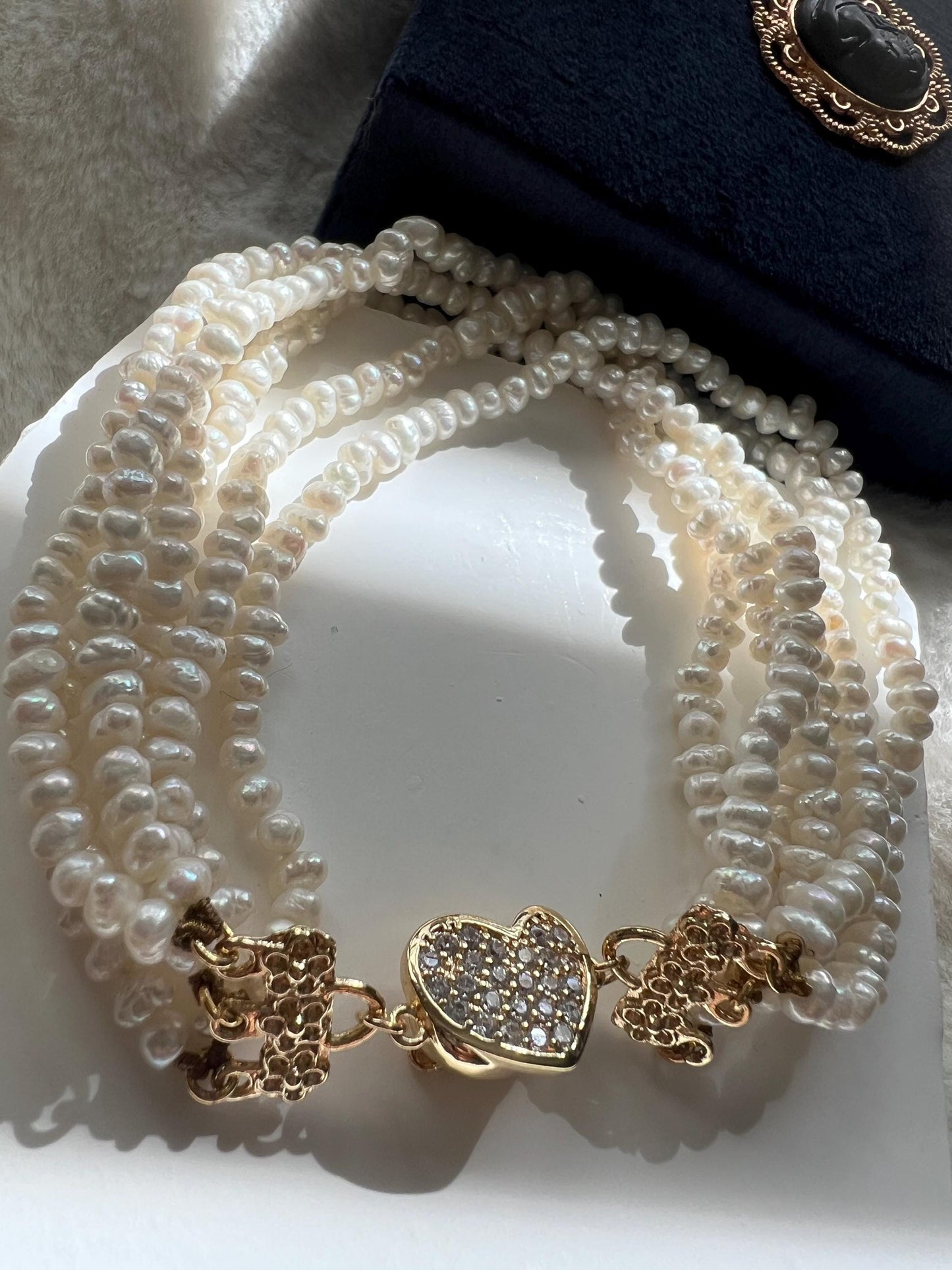 Stacking freshwater pearl vintage style six layered Chic bracelet. Multi-strand pearls bracelet. Elegant pearl bracelet.