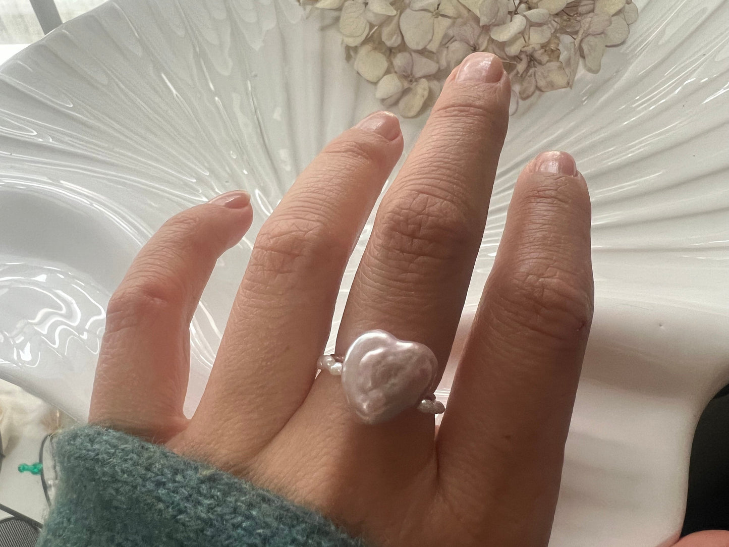 14k gold filled Freshwater baroque heart pearl ring. Love pearl ring. Valentines ring. Stackable ring. Gift for her