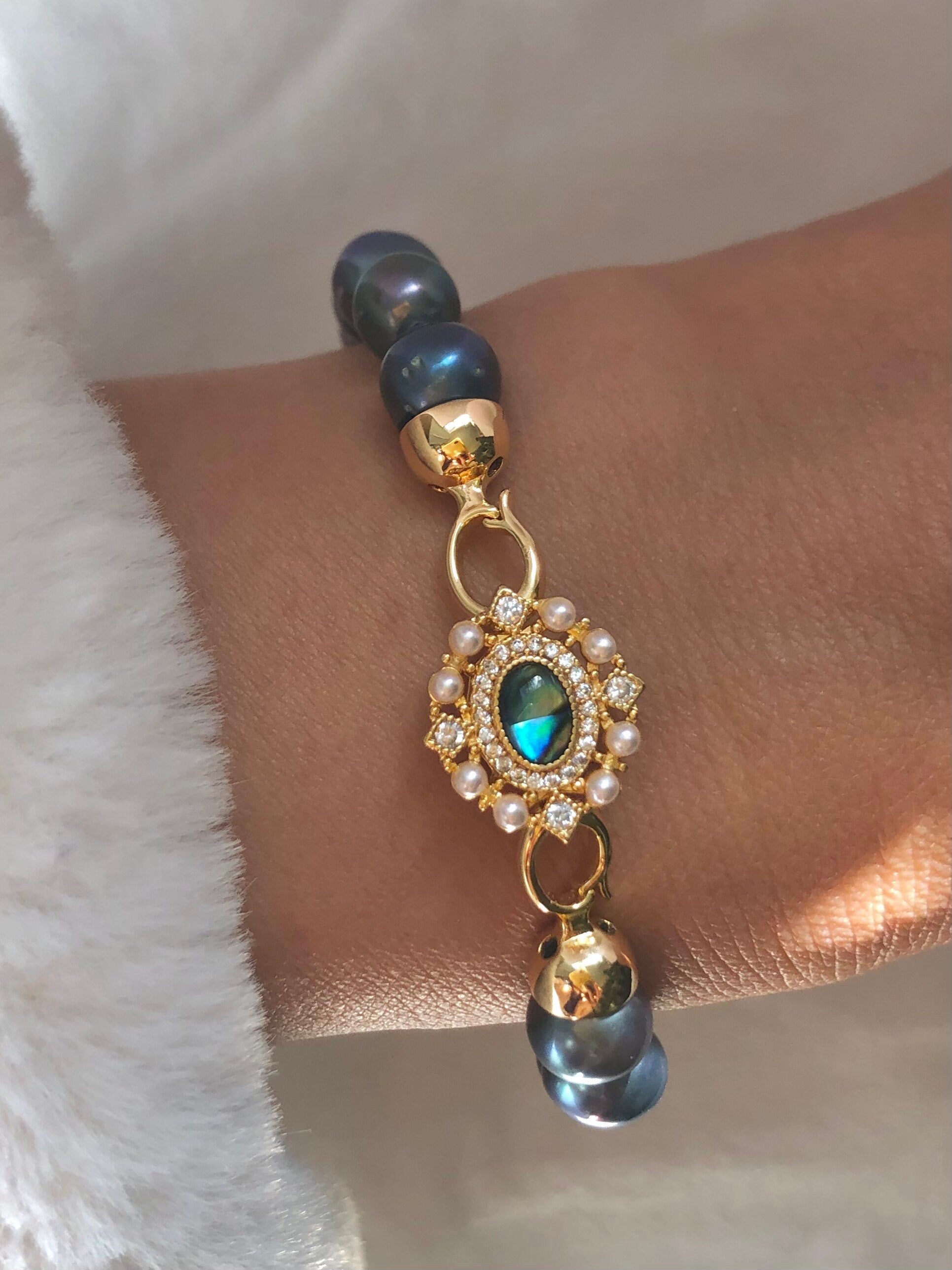 High luster Freshwater peacock pearl Vintage bracelet. Art Deco bracelet. Delicate bracelet. Gift for her