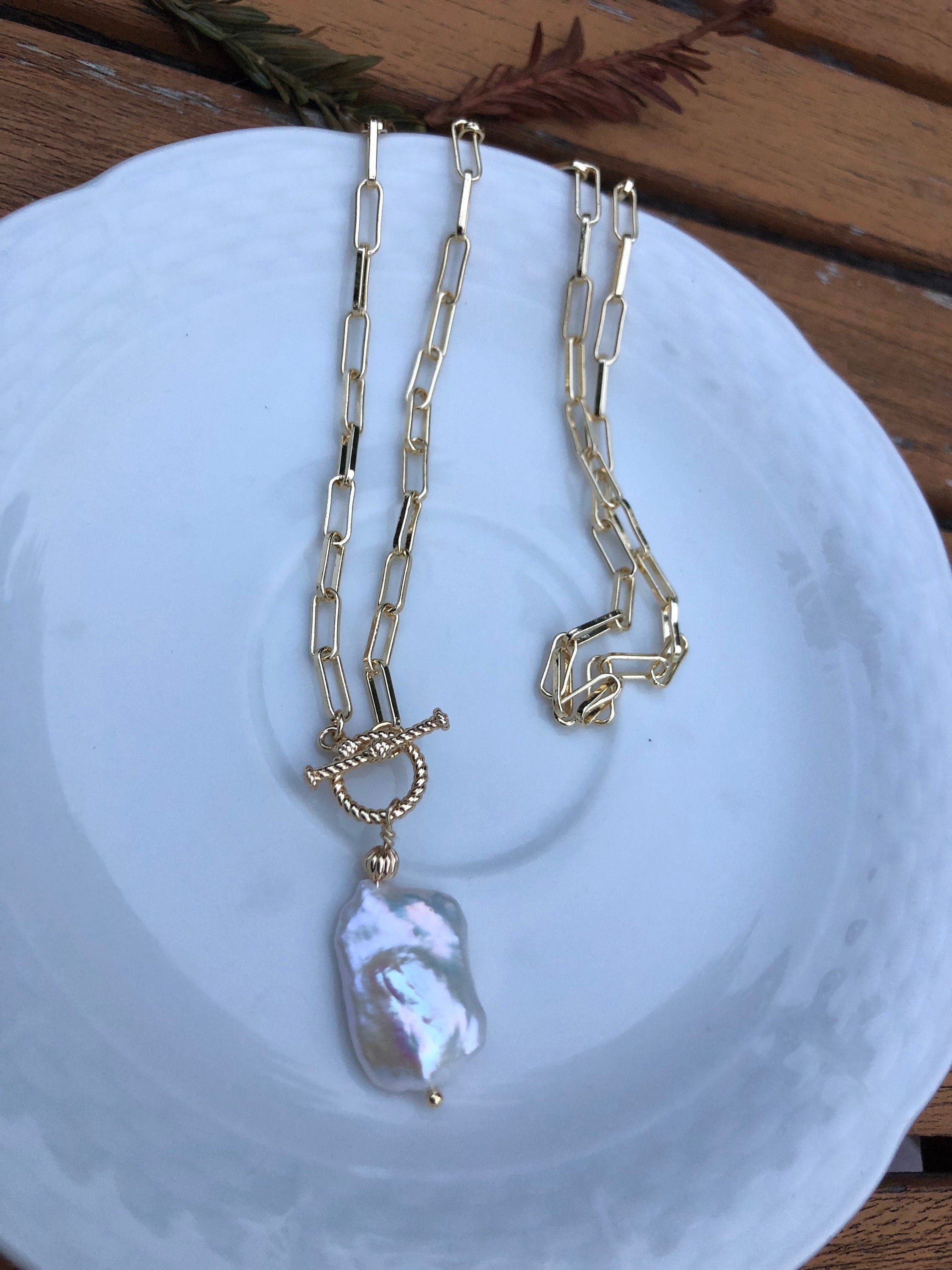 Freshwater baroque AAAA Keshi pearl dainty toggle bracelet/necklace. High luster OT buckle pearl  bracelet. locket with photos bracelet.