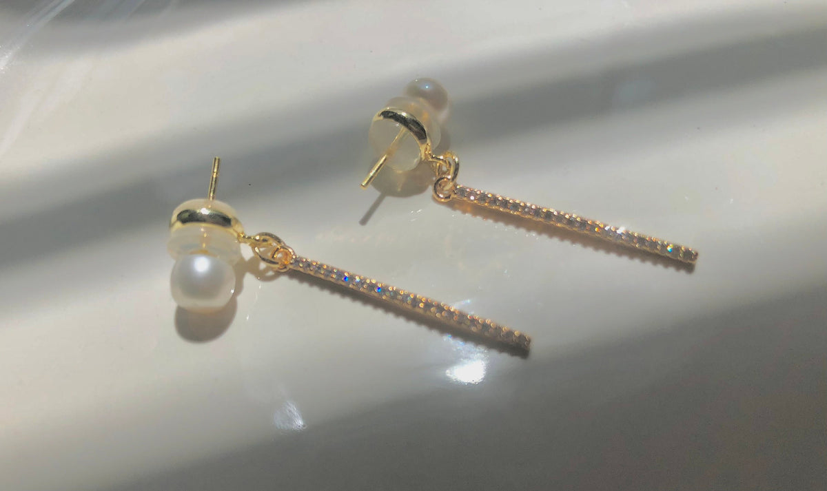 Freshwater Pearl Clip On Two Ways Wearing Stick Earrings