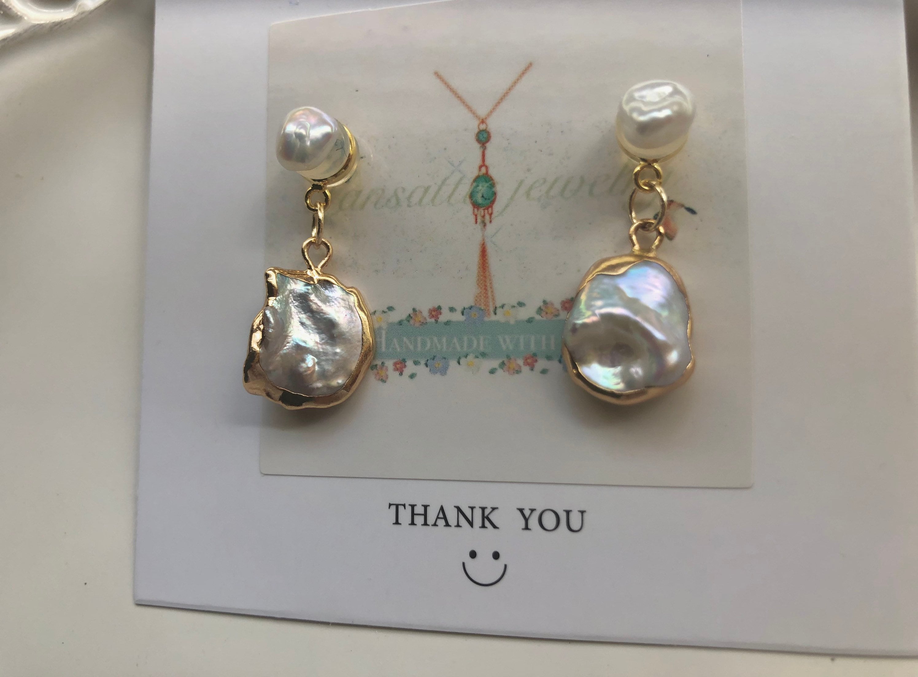 Two ways wearing freshwater irregular keshi double pearl dangle earrings. Gold pearl earrings. Minimalist pearl earrings. Bridesmaid gift