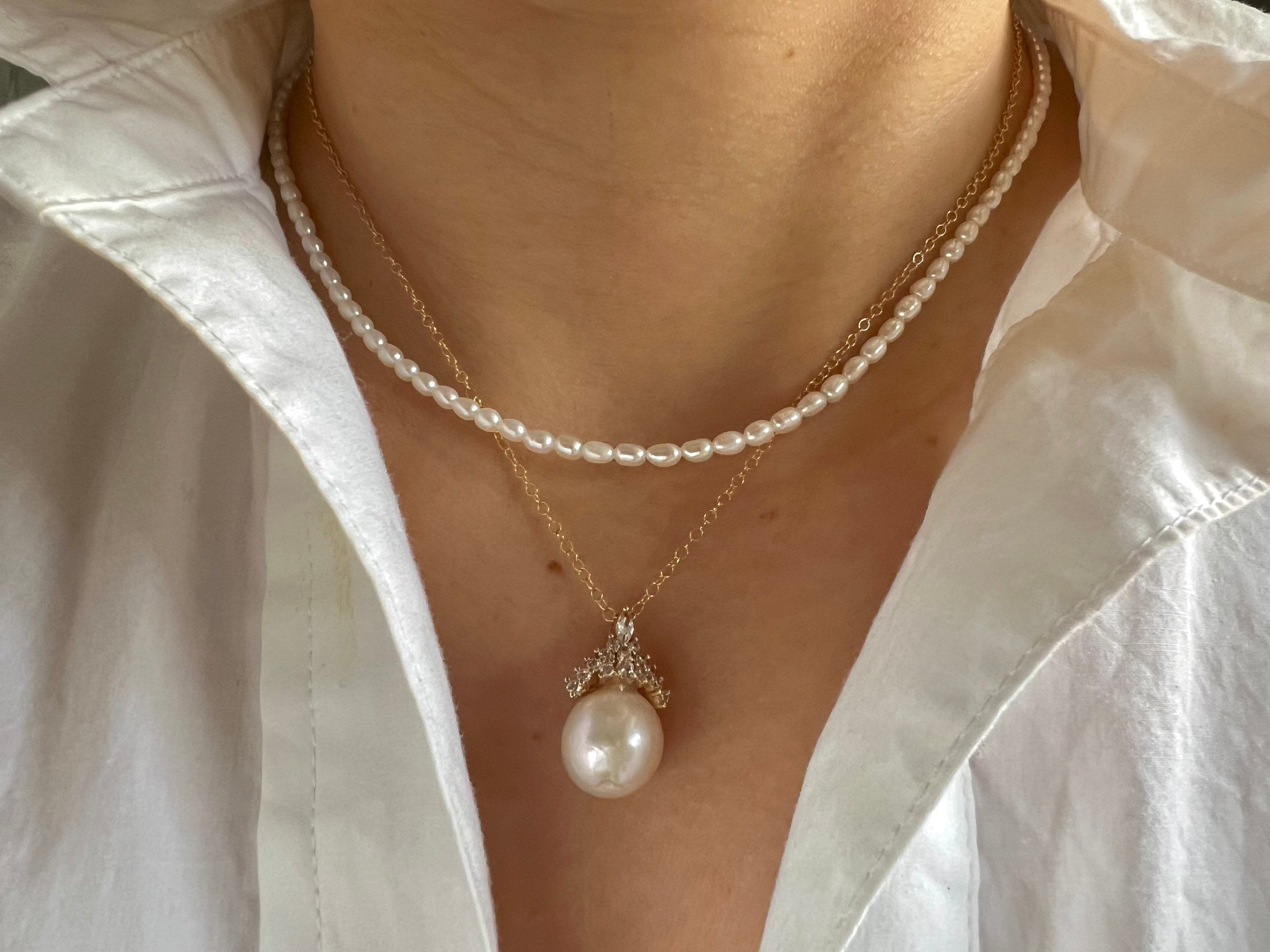High quality luster baroque pearl necklace. Snow queen baroque pearl necklace. Elegant necklace. Boho wedding necklace