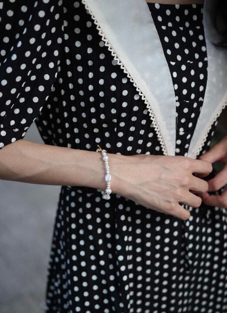 High quality luster genuine multiple-shape baroque pearl gold filled bracelet. dainty pearl bracelet. Vintage pearl bracelet. Gift for her.