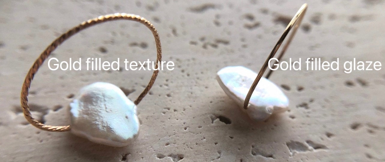 14K gold filled baroque keshi pearl ring. Minimalist pearl ring. Dainty freshwater Pearl ring. Gift for her