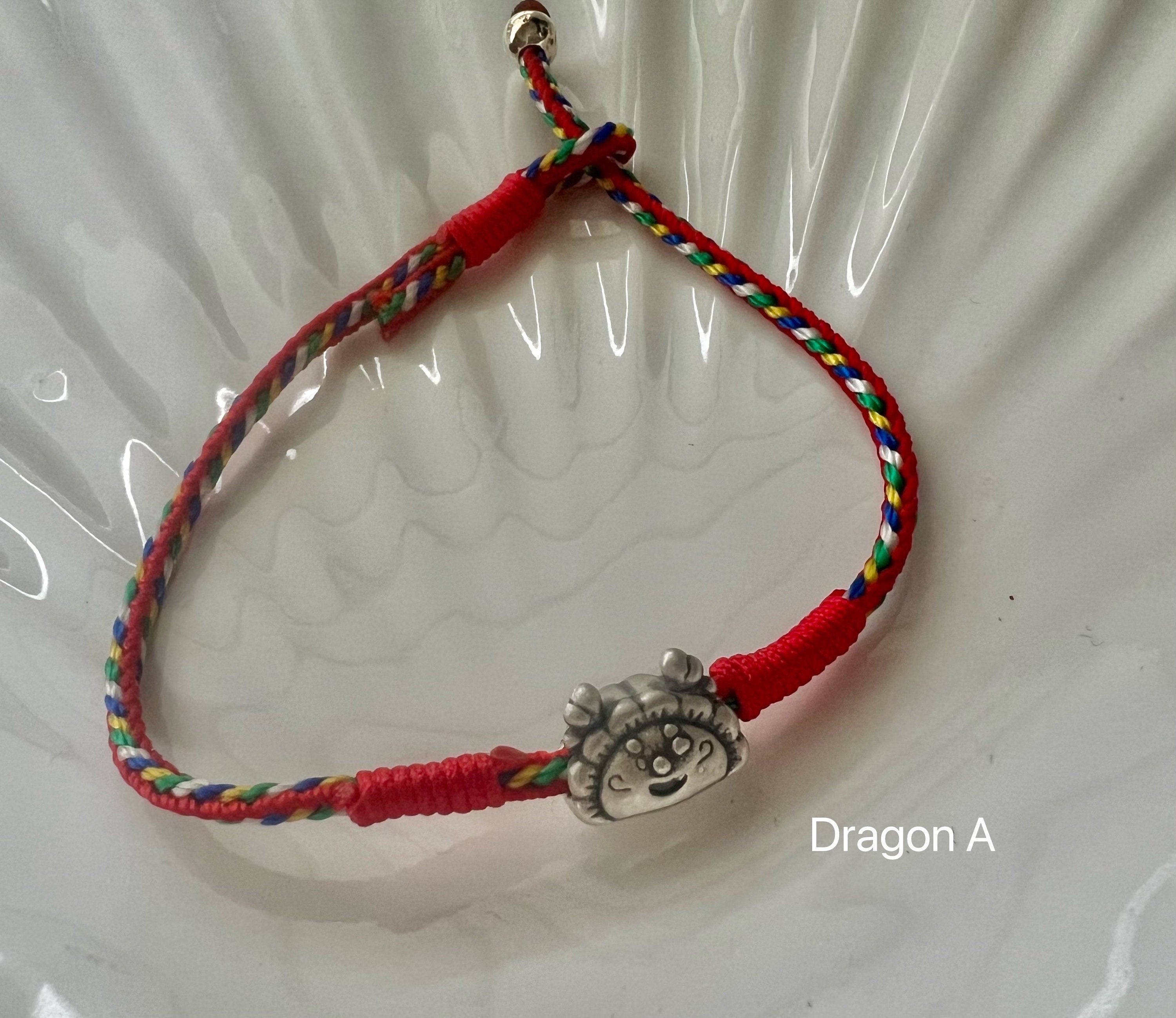925 sterling silver lucky dragon string bracelet. Dainty animal cute bracelet. Minimalist protection bracelet. lunar new years bracelet.