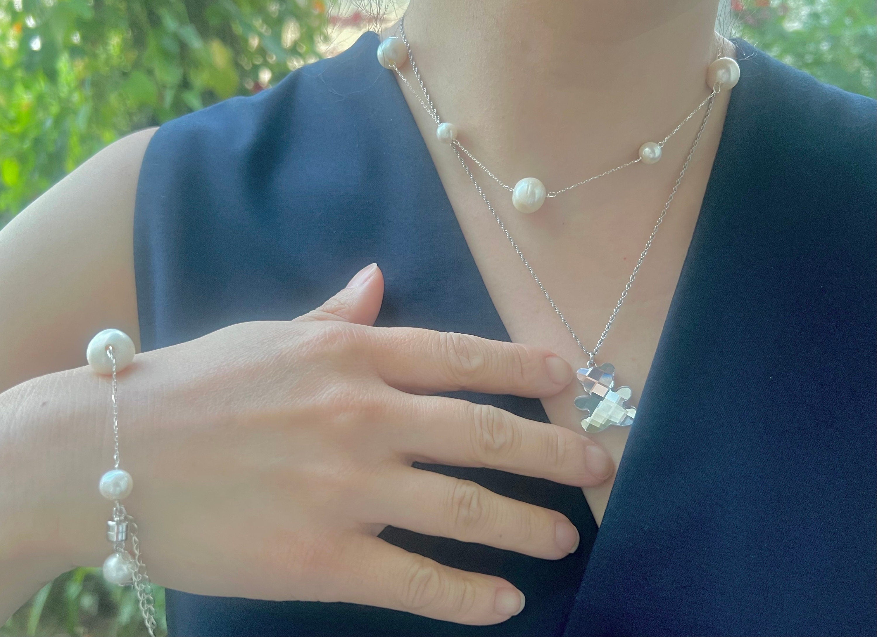 14K gold filled genuine multi-shape freshwater pearl necklaces. Adjustable freshwater pearl choker necklace. Baroque pearl necklace.