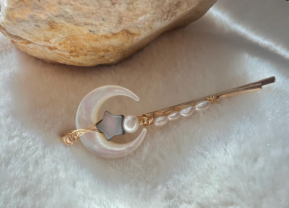 Pearl & Mother-of-Pearl Moon Hair Clip — product image 6