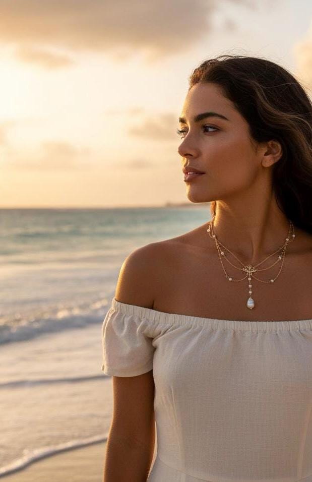 Vintage Style Freshwater Pearl Filigree Necklace