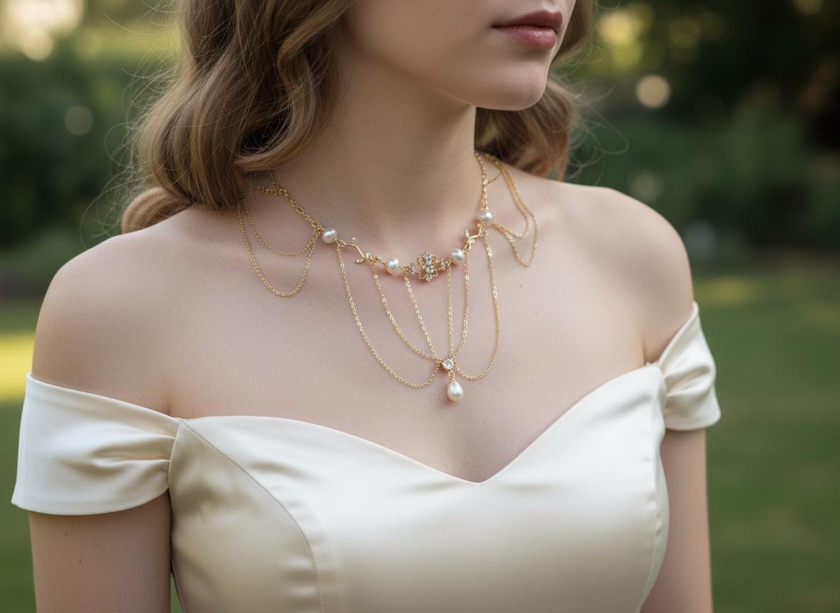 Vintage Style Freshwater Pearl Filigree Necklace